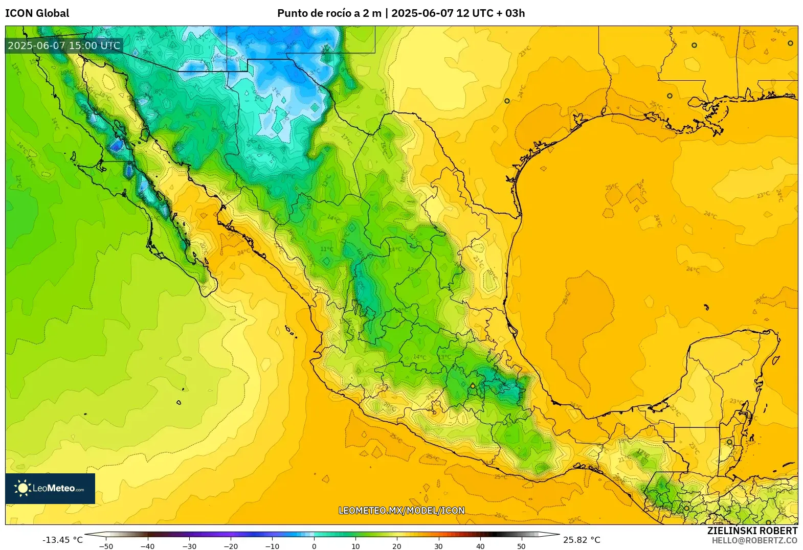 ICON model - México, Punto de rocío a 2 m