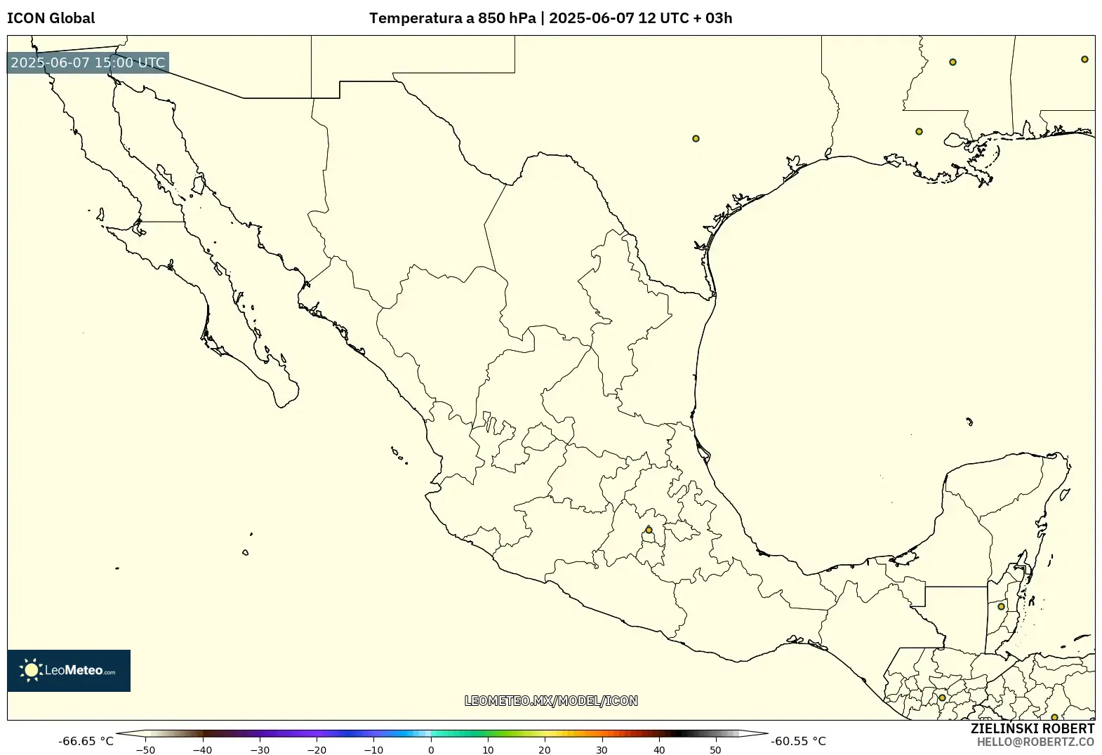 ICON model - México, Temperatura a 850 hPa ICON model - México, Temperatura a 850 hPa