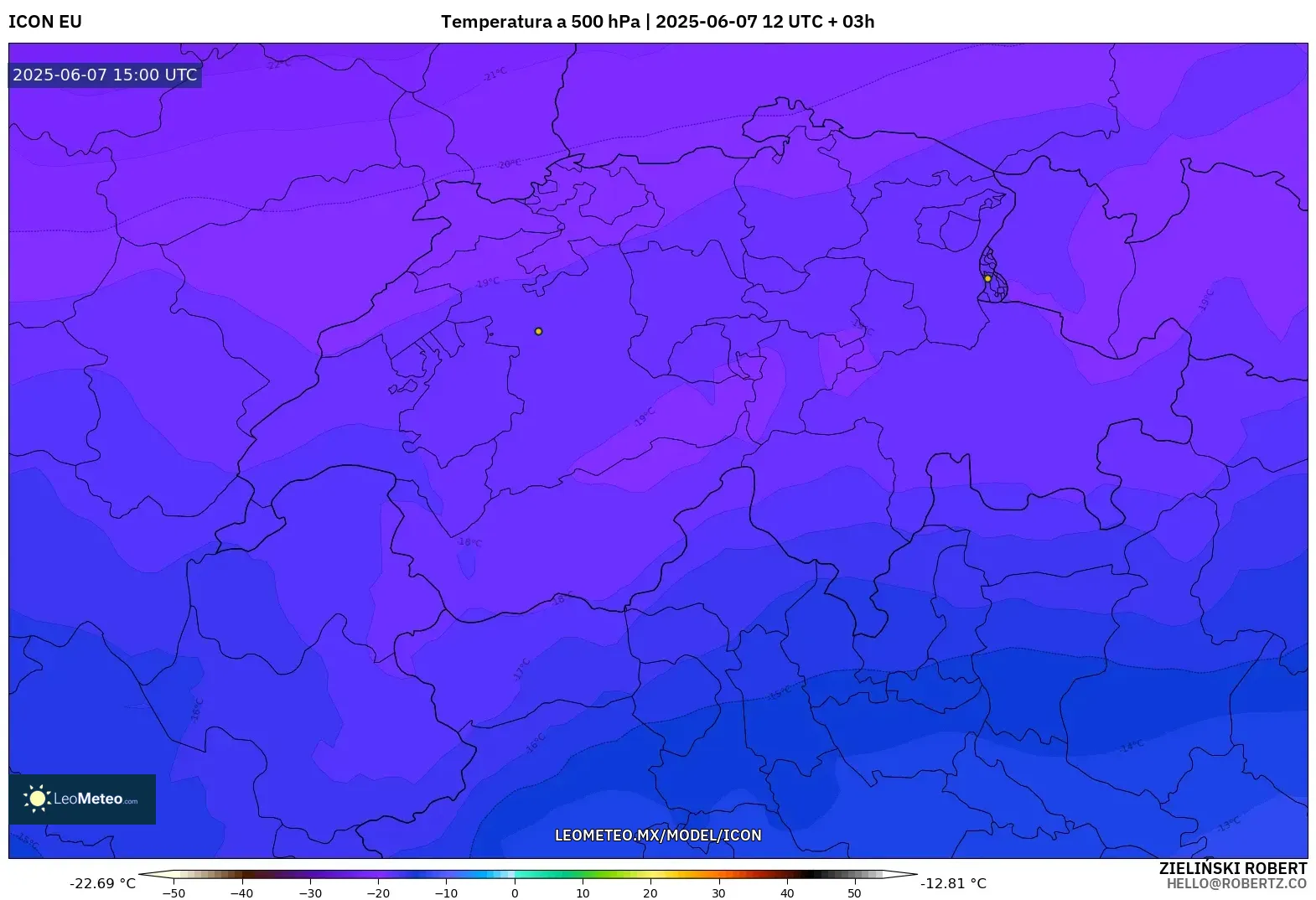 ICON model - Suiza, Temperatura a 500 hPa ICON model - Suiza, Temperatura a 500 hPa