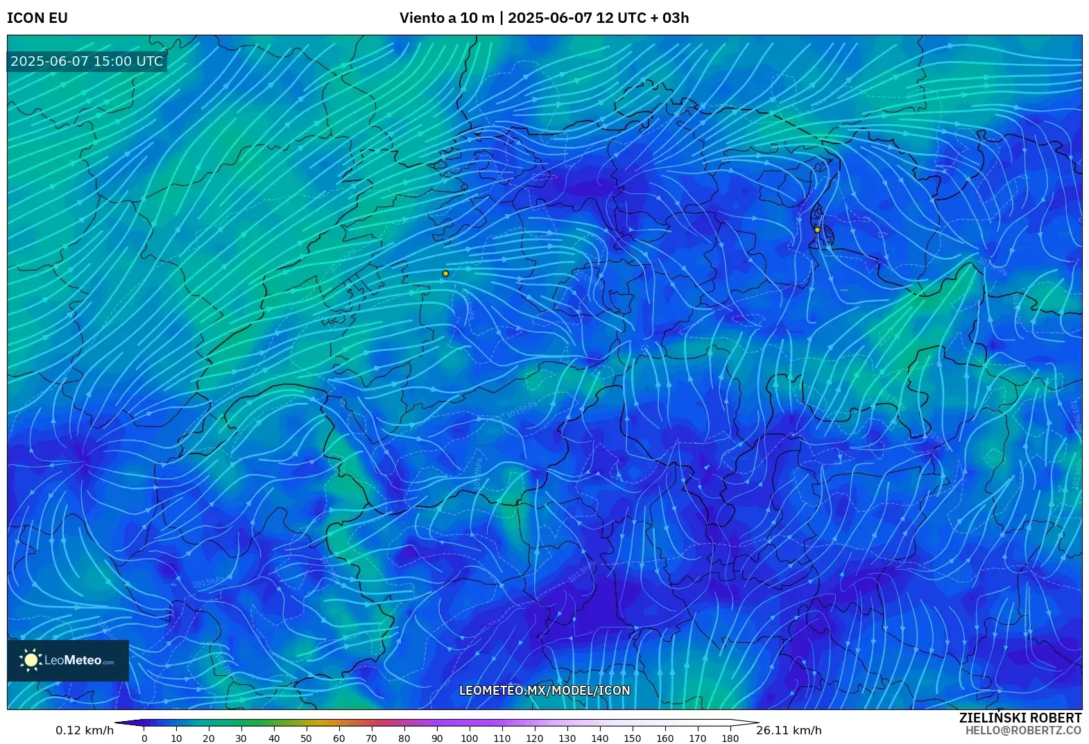 ICON model - Suiza, Viento a 10 m