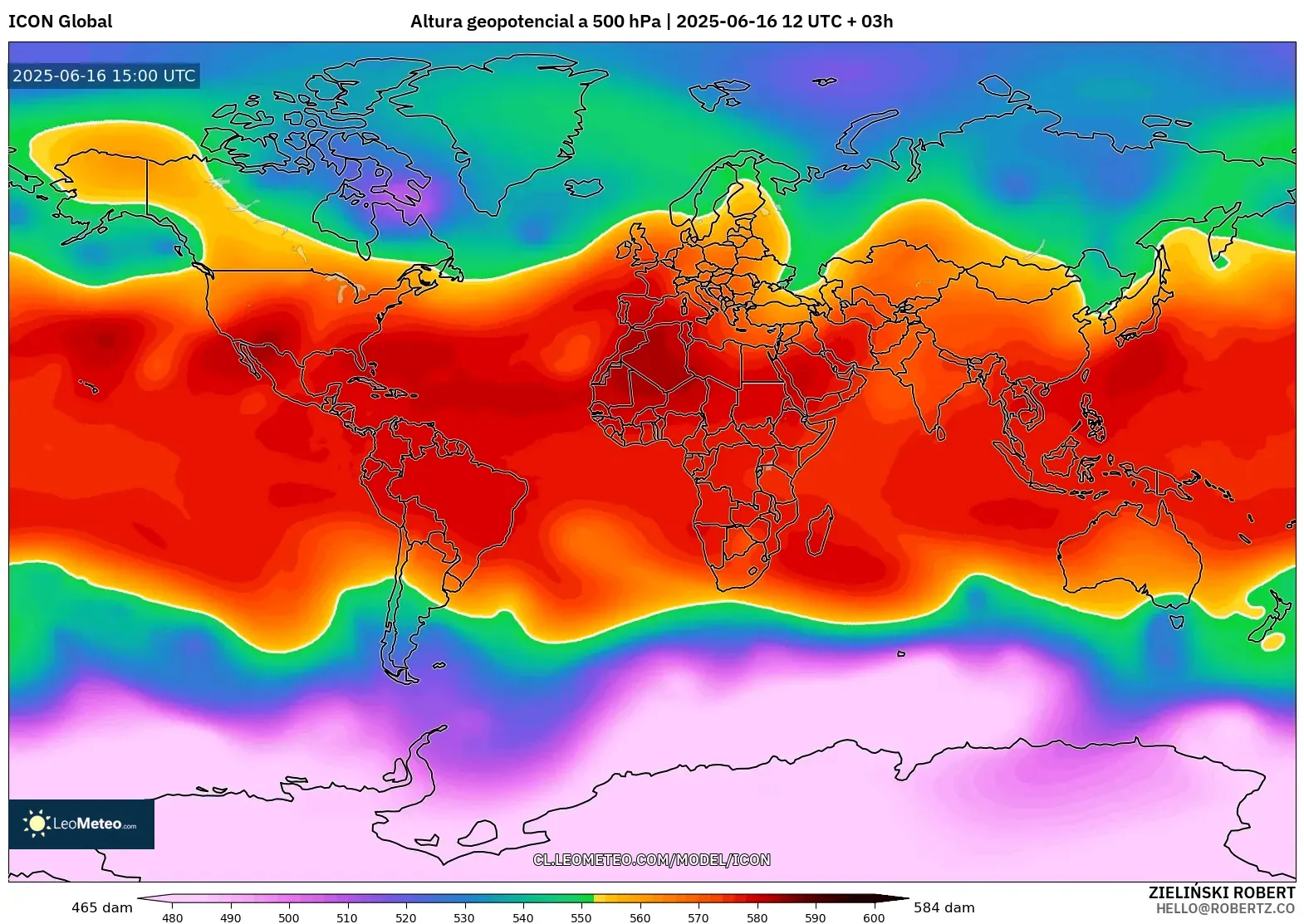ICON model - Mundo, Altura geopotencial a 500 hPa ICON model - Mundo, Altura geopotencial a 500 hPa