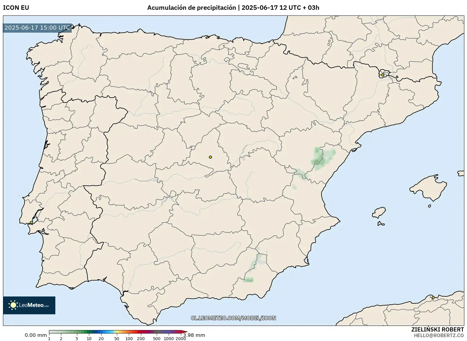 ICON model - España, Acumulación de precipitación ICON model - España, Acumulación de precipitación