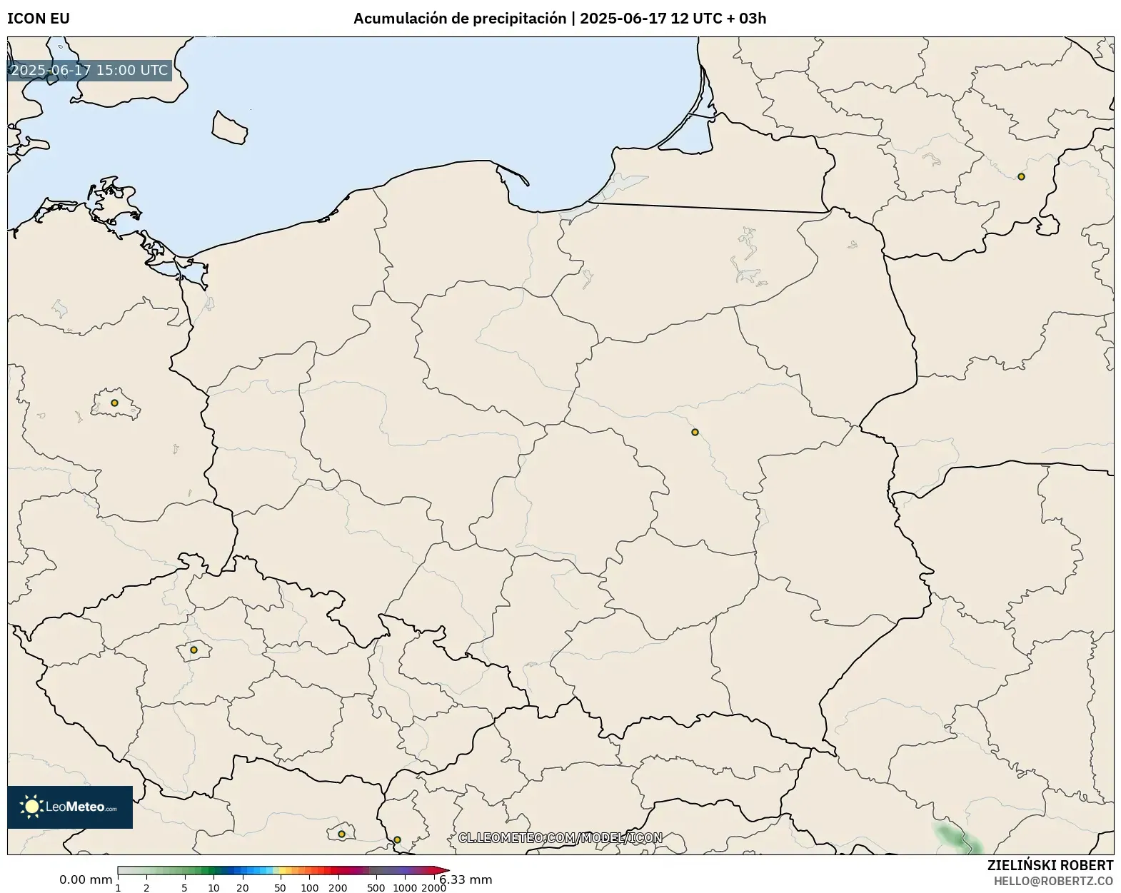 ICON model - Polonia, Acumulación de precipitación ICON model - Polonia, Acumulación de precipitación