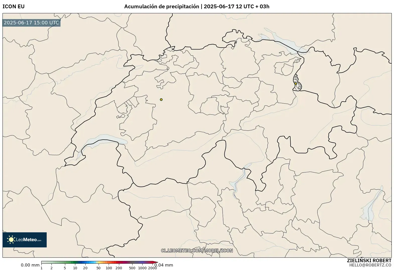 ICON model - Suiza, Acumulación de precipitación ICON model - Suiza, Acumulación de precipitación