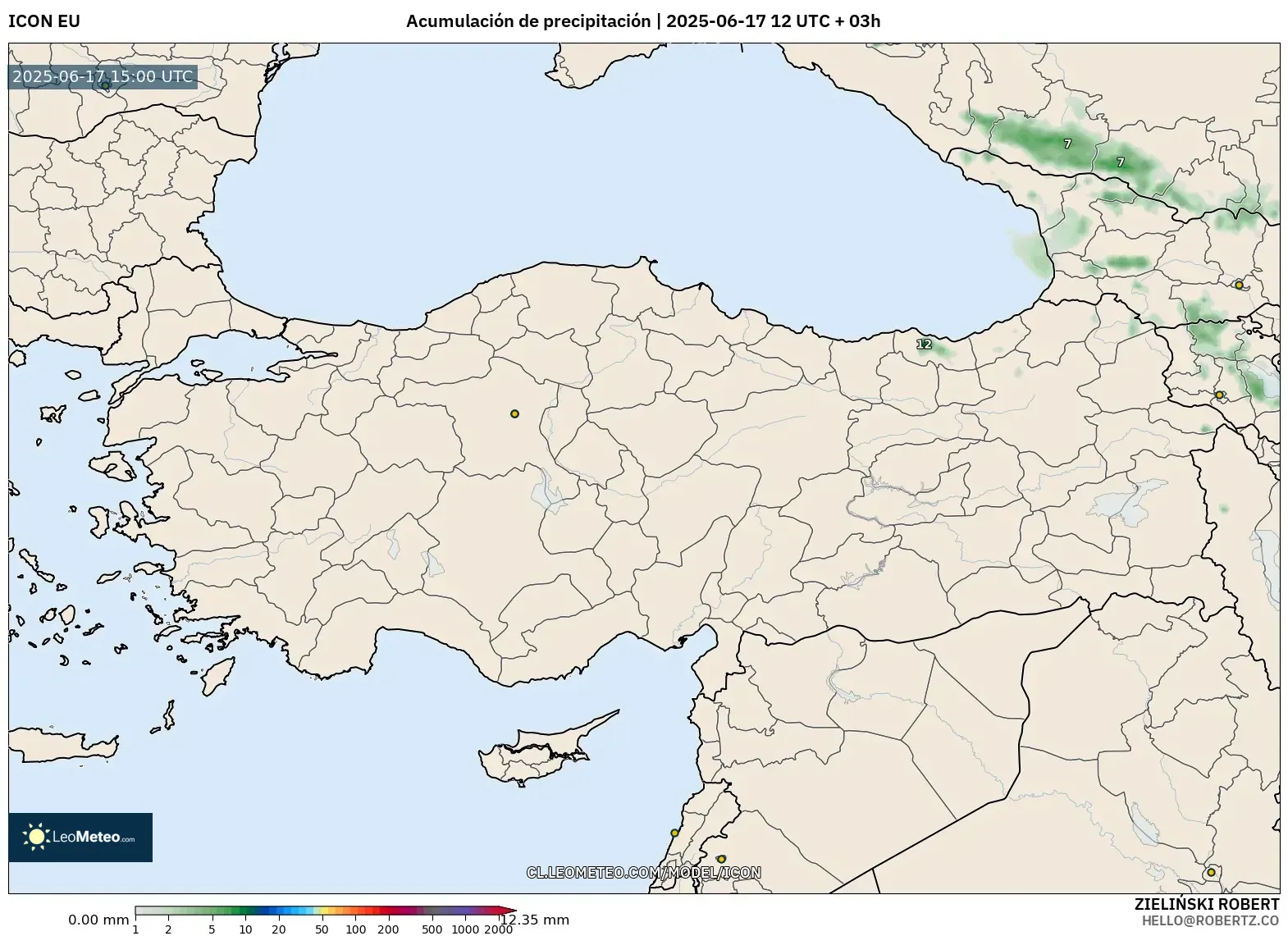 ICON model - Turquía, Acumulación de precipitación ICON model - Turquía, Acumulación de precipitación