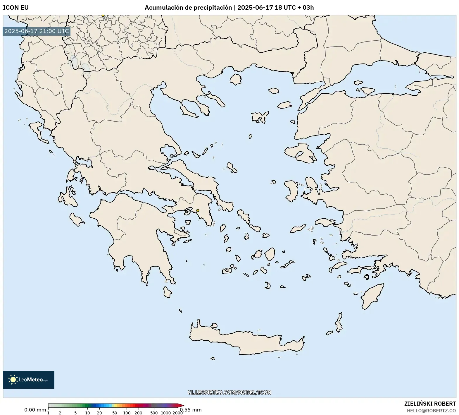 ICON model - Grecia, Acumulación de precipitación ICON model - Grecia, Acumulación de precipitación