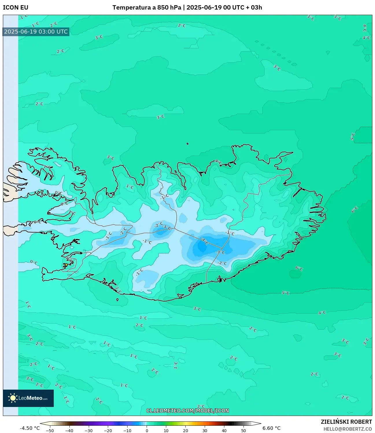 ICON model - Islandia, Temperatura a 850 hPa ICON model - Islandia, Temperatura a 850 hPa