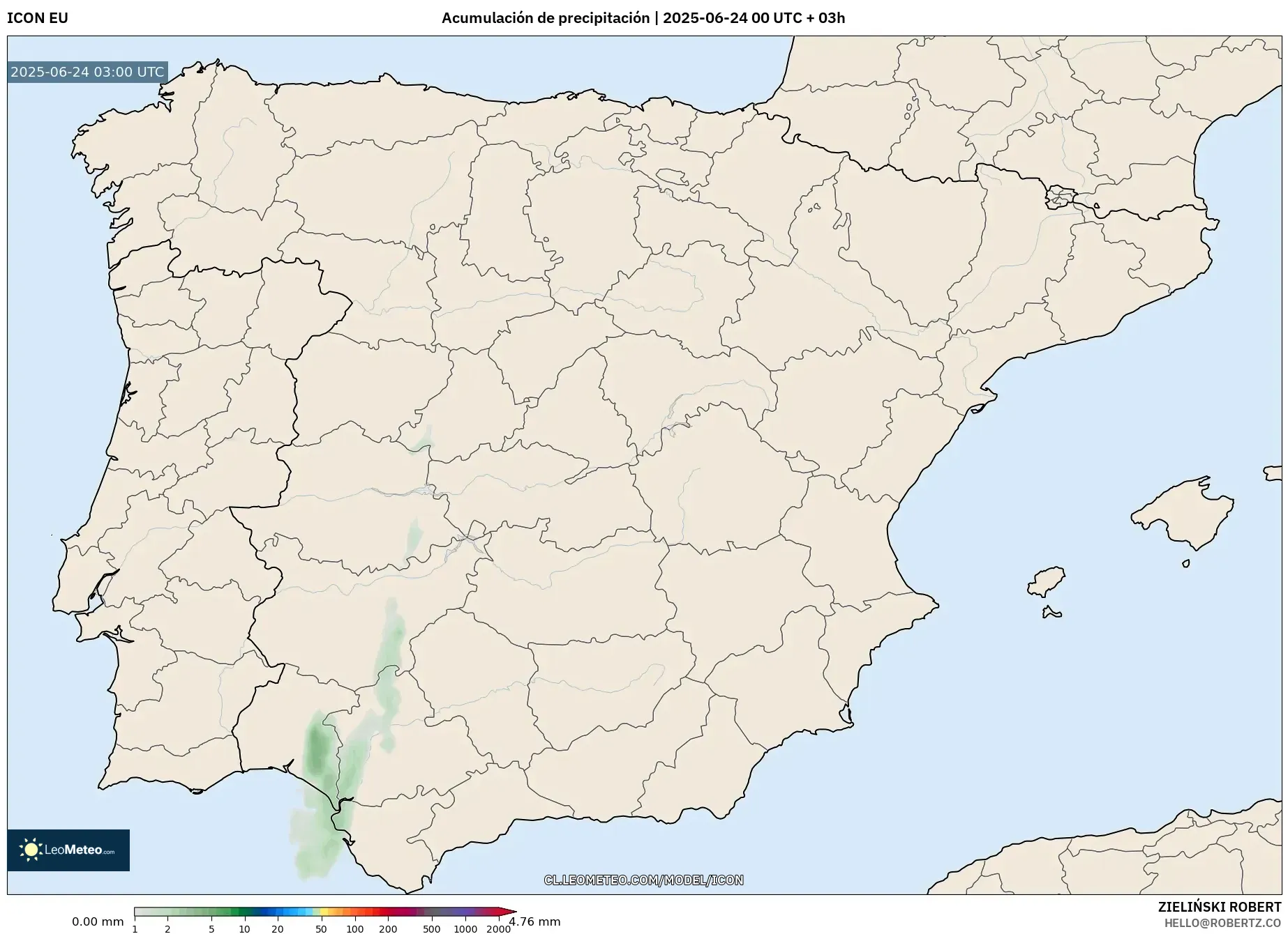 ICON model - España, Acumulación de precipitación ICON model - España, Acumulación de precipitación