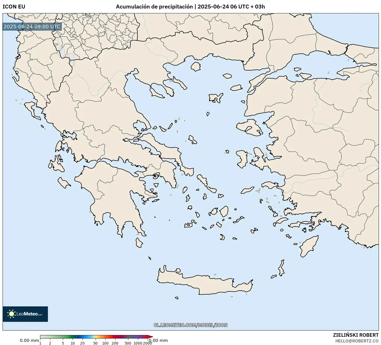 ICON model - Grecia, Acumulación de precipitación ICON model - Grecia, Acumulación de precipitación