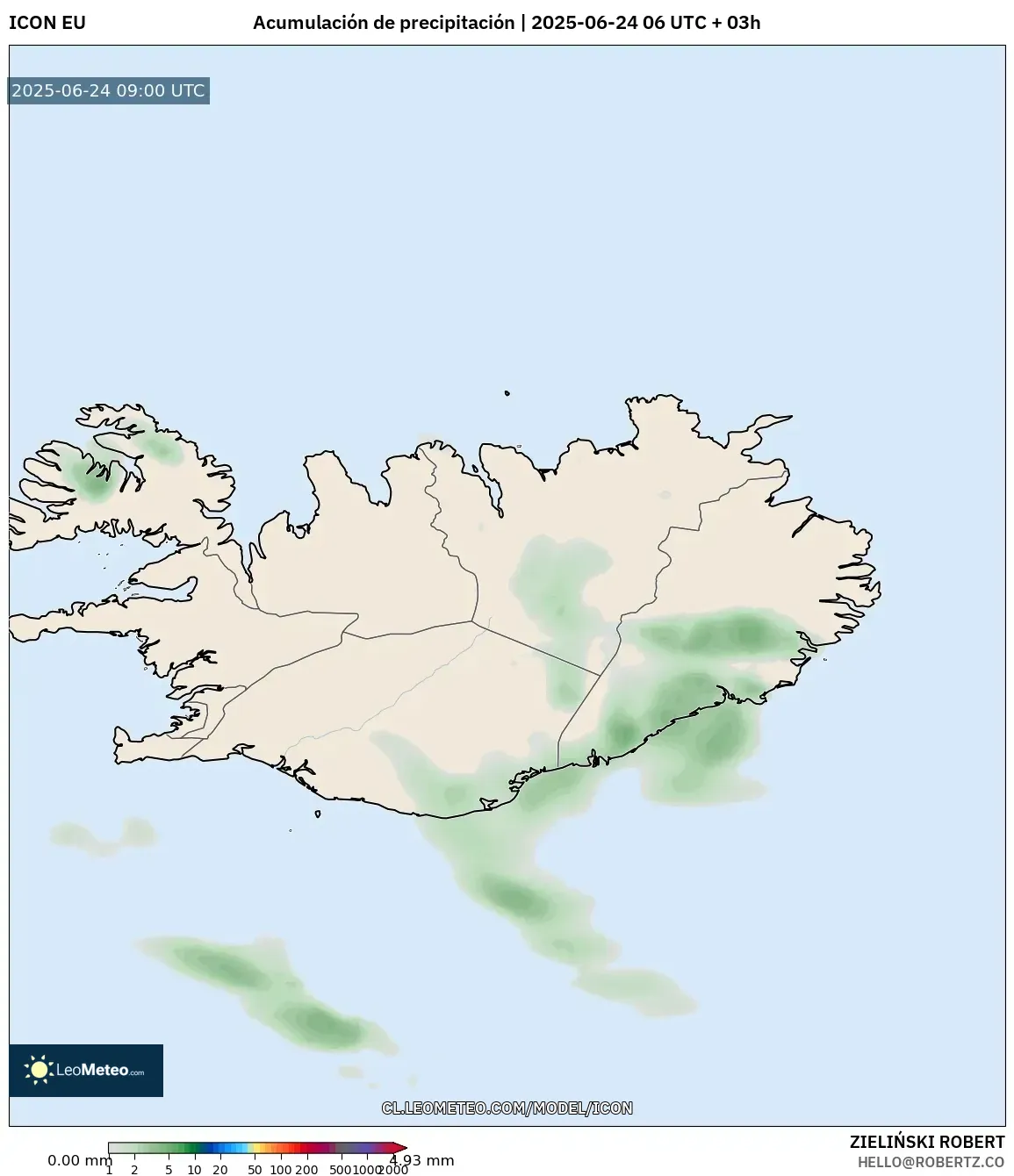 ICON model - Islandia, Acumulación de precipitación ICON model - Islandia, Acumulación de precipitación