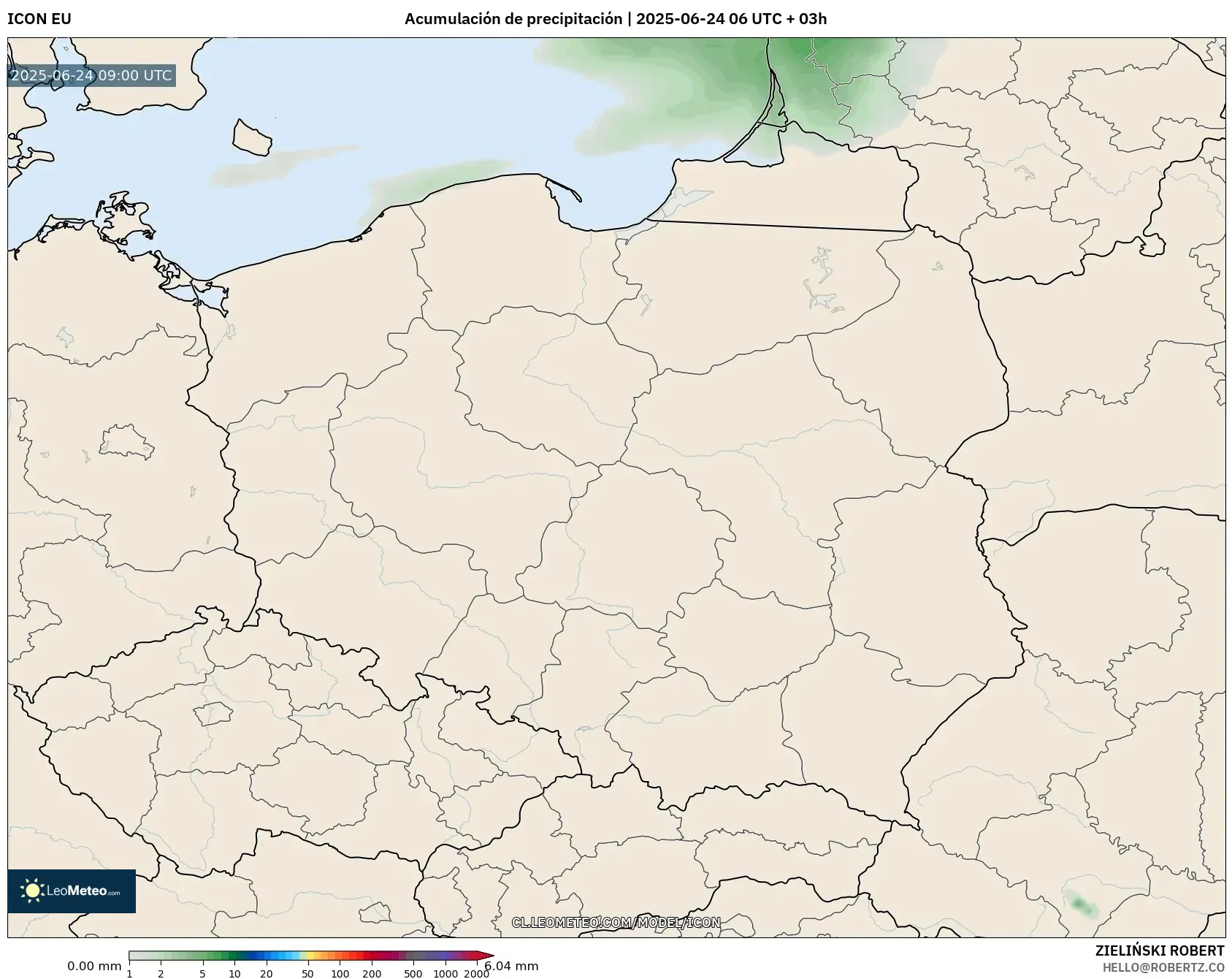 ICON model - Polonia, Acumulación de precipitación ICON model - Polonia, Acumulación de precipitación