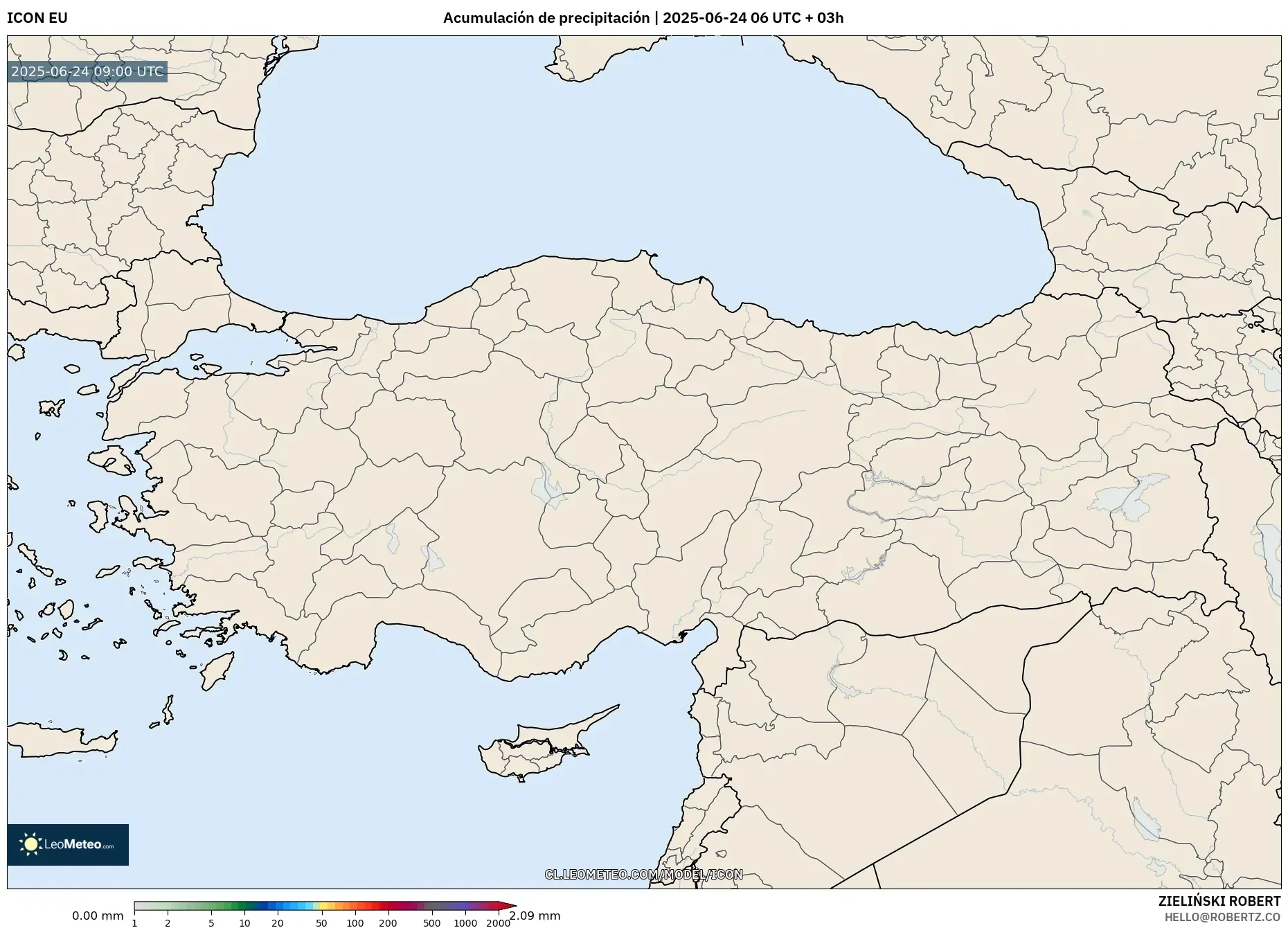 ICON model - Turquía, Acumulación de precipitación ICON model - Turquía, Acumulación de precipitación