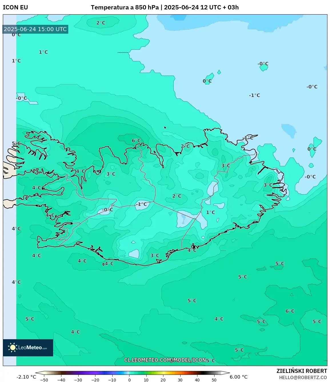 ICON model - Islandia, Temperatura a 850 hPa ICON model - Islandia, Temperatura a 850 hPa