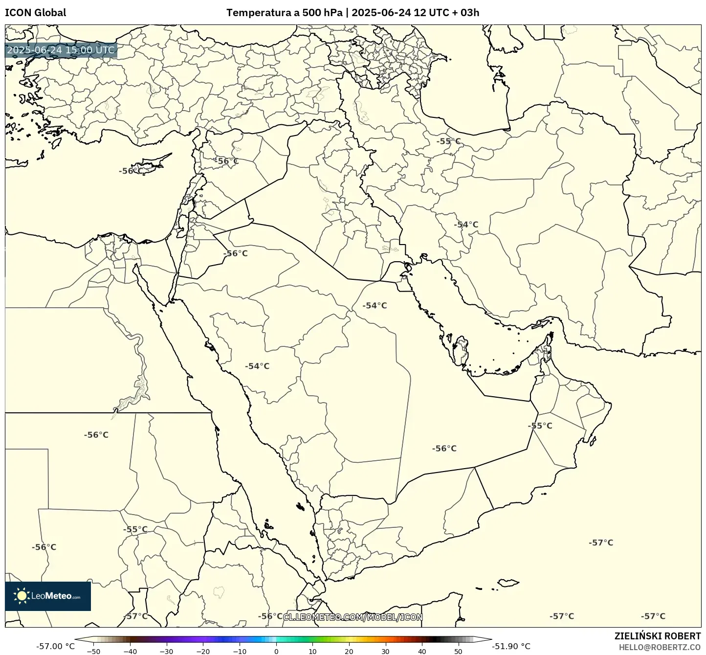 ICON model - Oriente Medio, Temperatura a 500 hPa ICON model - Oriente Medio, Temperatura a 500 hPa