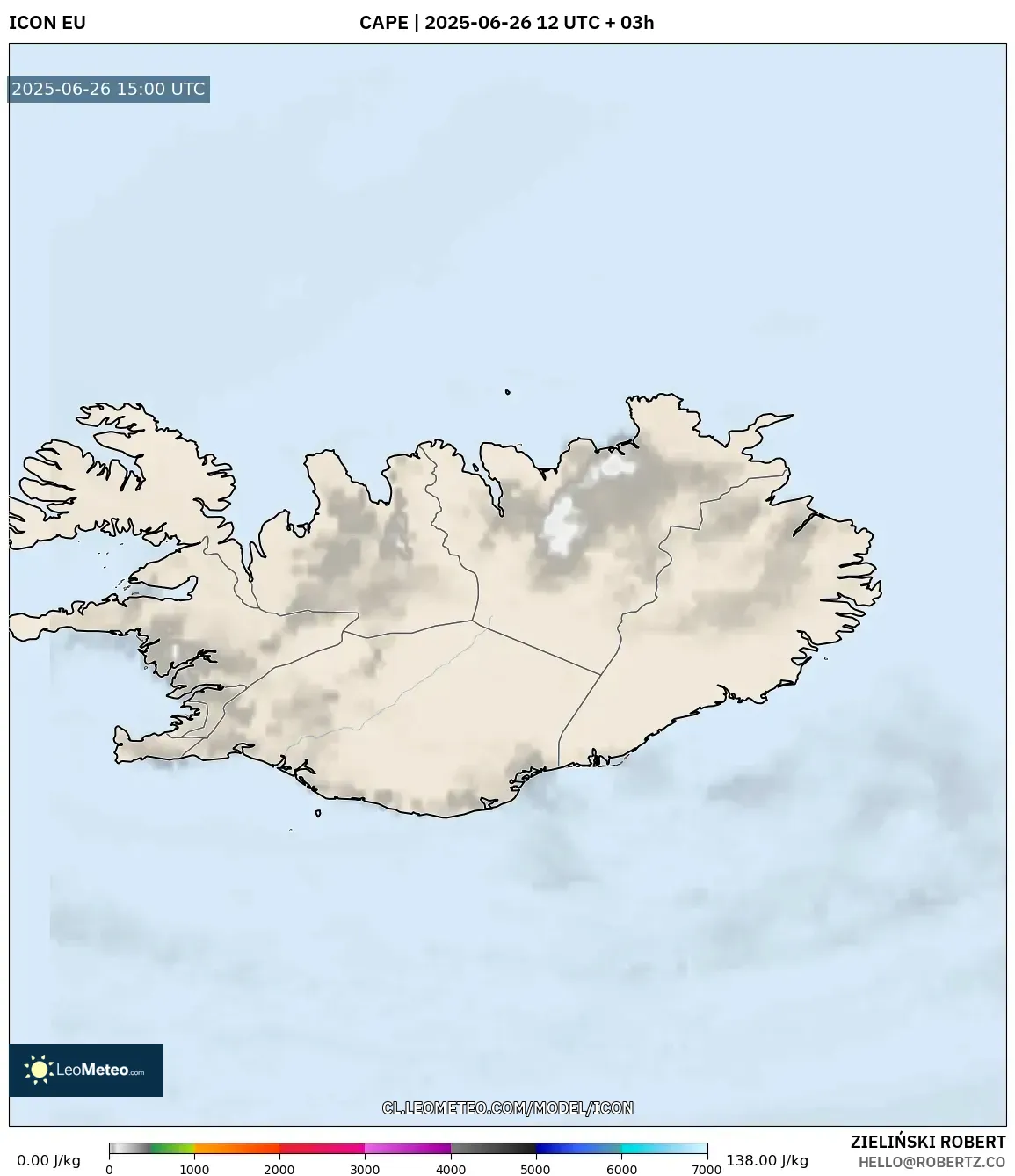 ICON model - Islandia, CAPE ICON model - Islandia, CAPE