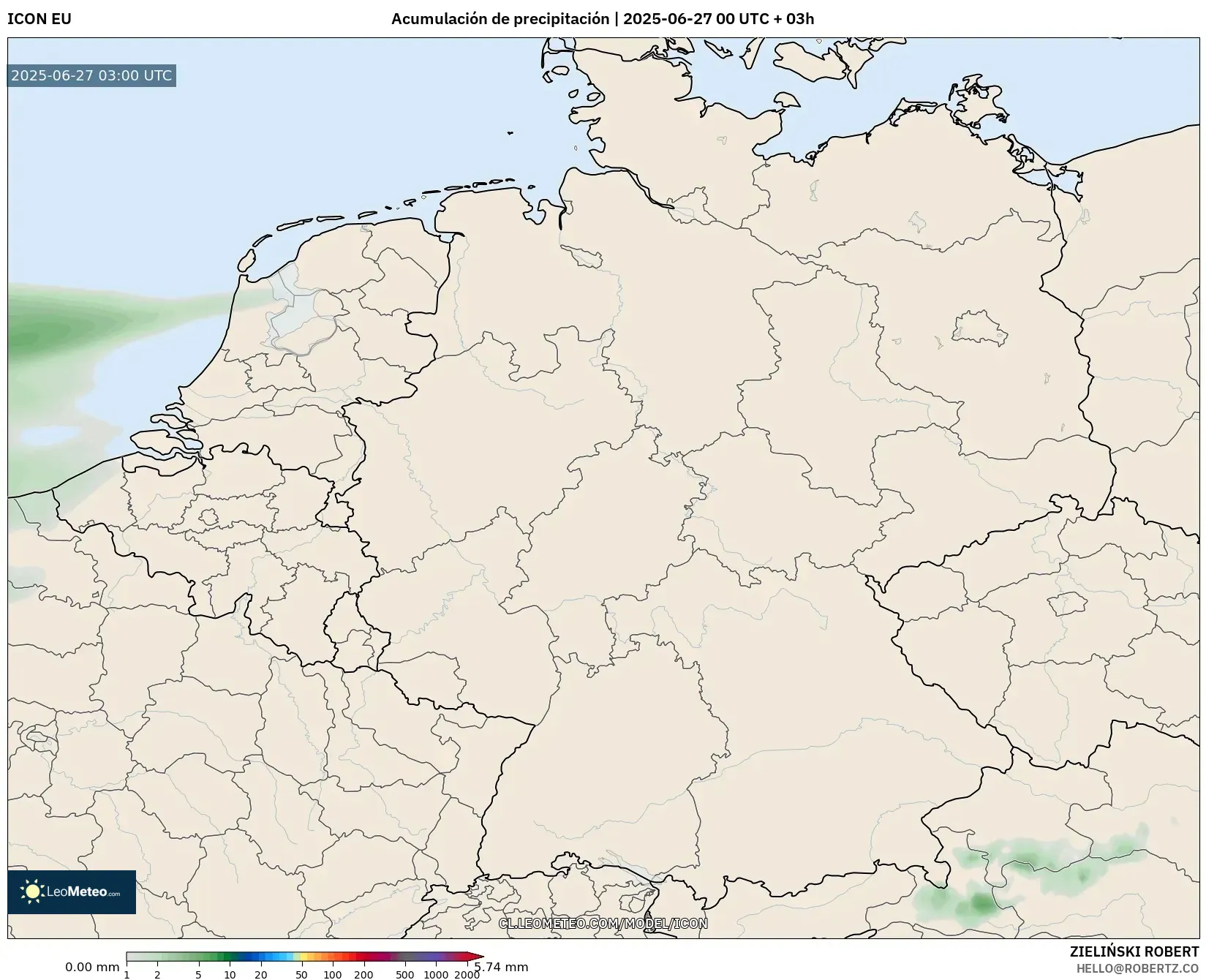 ICON model - Alemania, Acumulación de precipitación ICON model - Alemania, Acumulación de precipitación