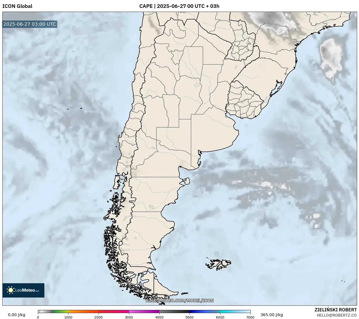 ICON model - Argentina, CAPE ICON model - Argentina, CAPE