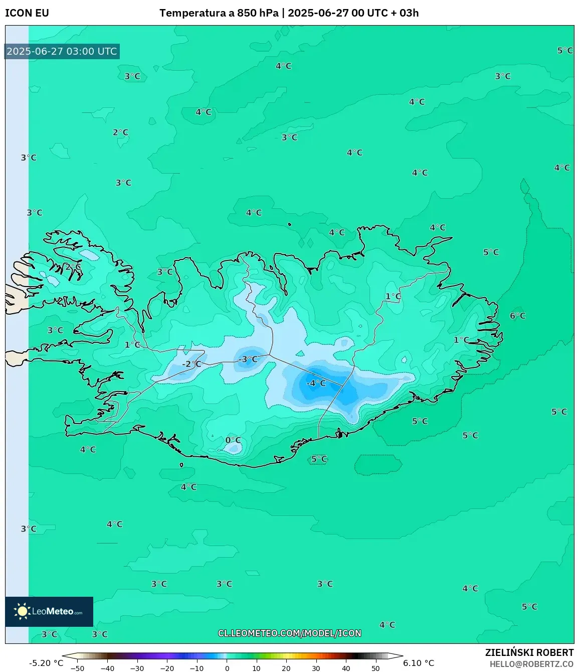 ICON model - Islandia, Temperatura a 850 hPa ICON model - Islandia, Temperatura a 850 hPa