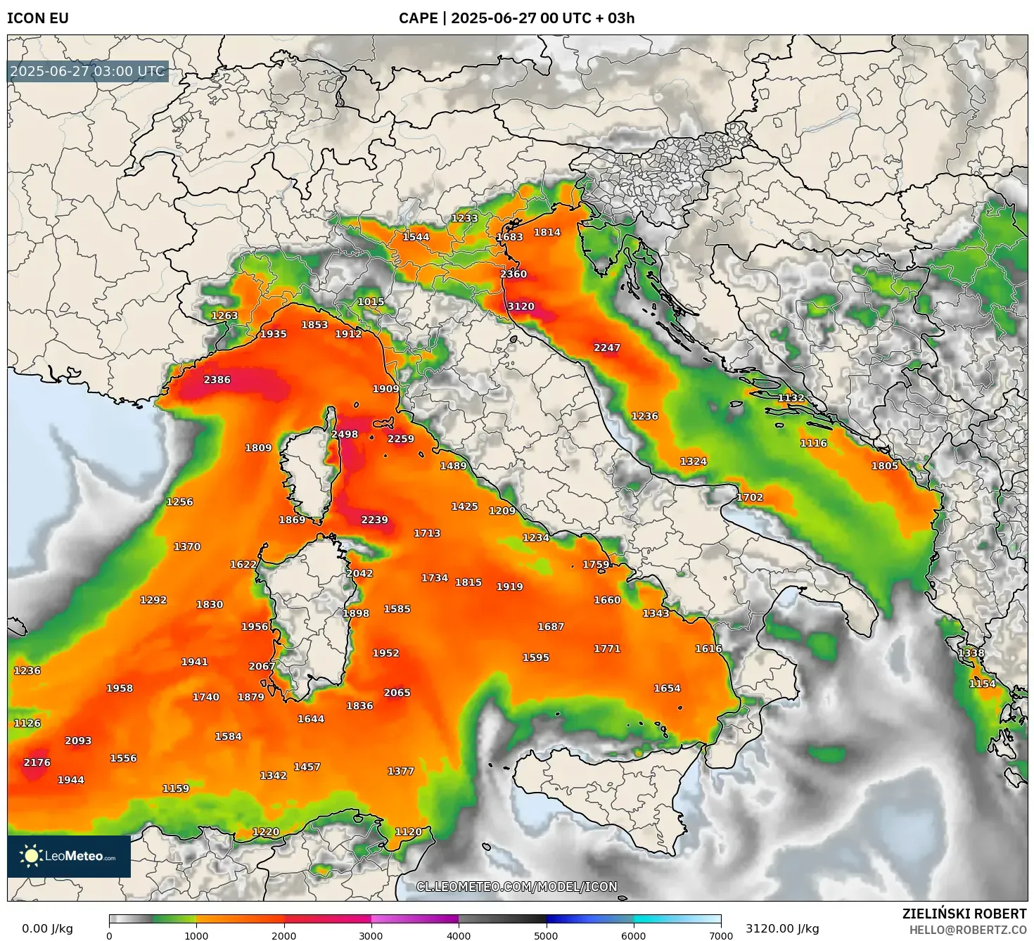 ICON model - Italia, CAPE ICON model - Italia, CAPE