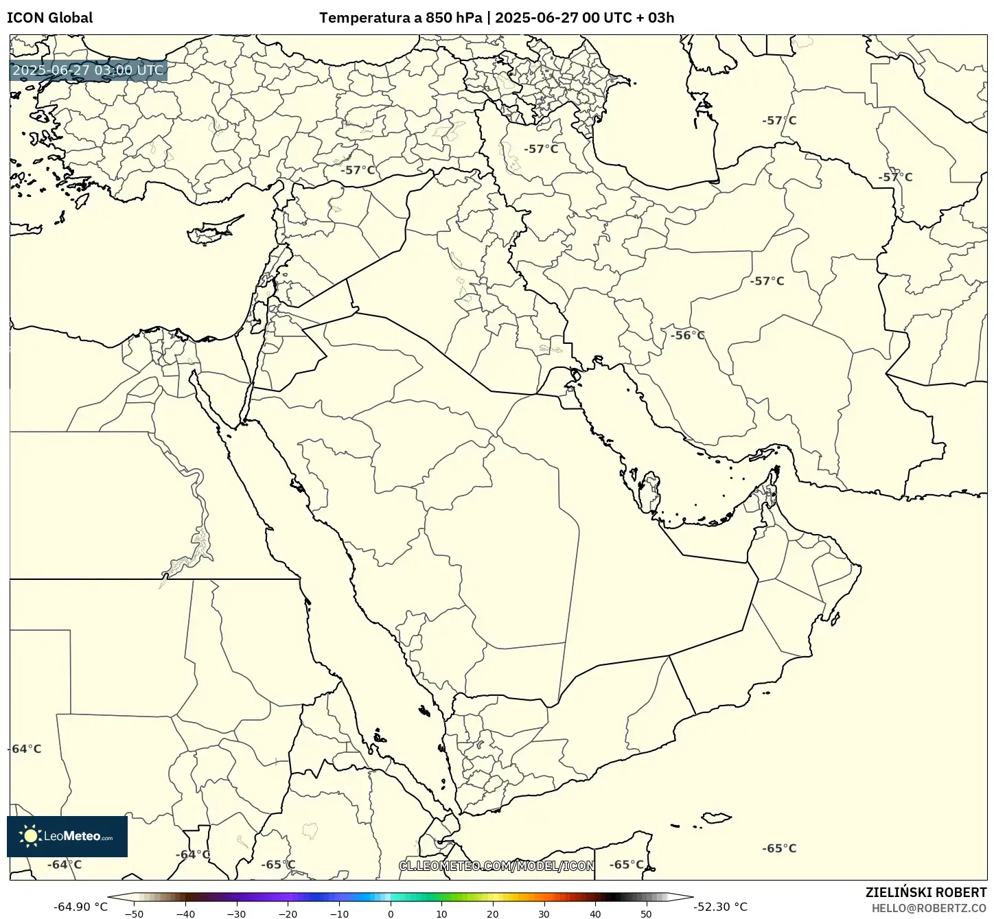 ICON model - Oriente Medio, Temperatura a 850 hPa ICON model - Oriente Medio, Temperatura a 850 hPa