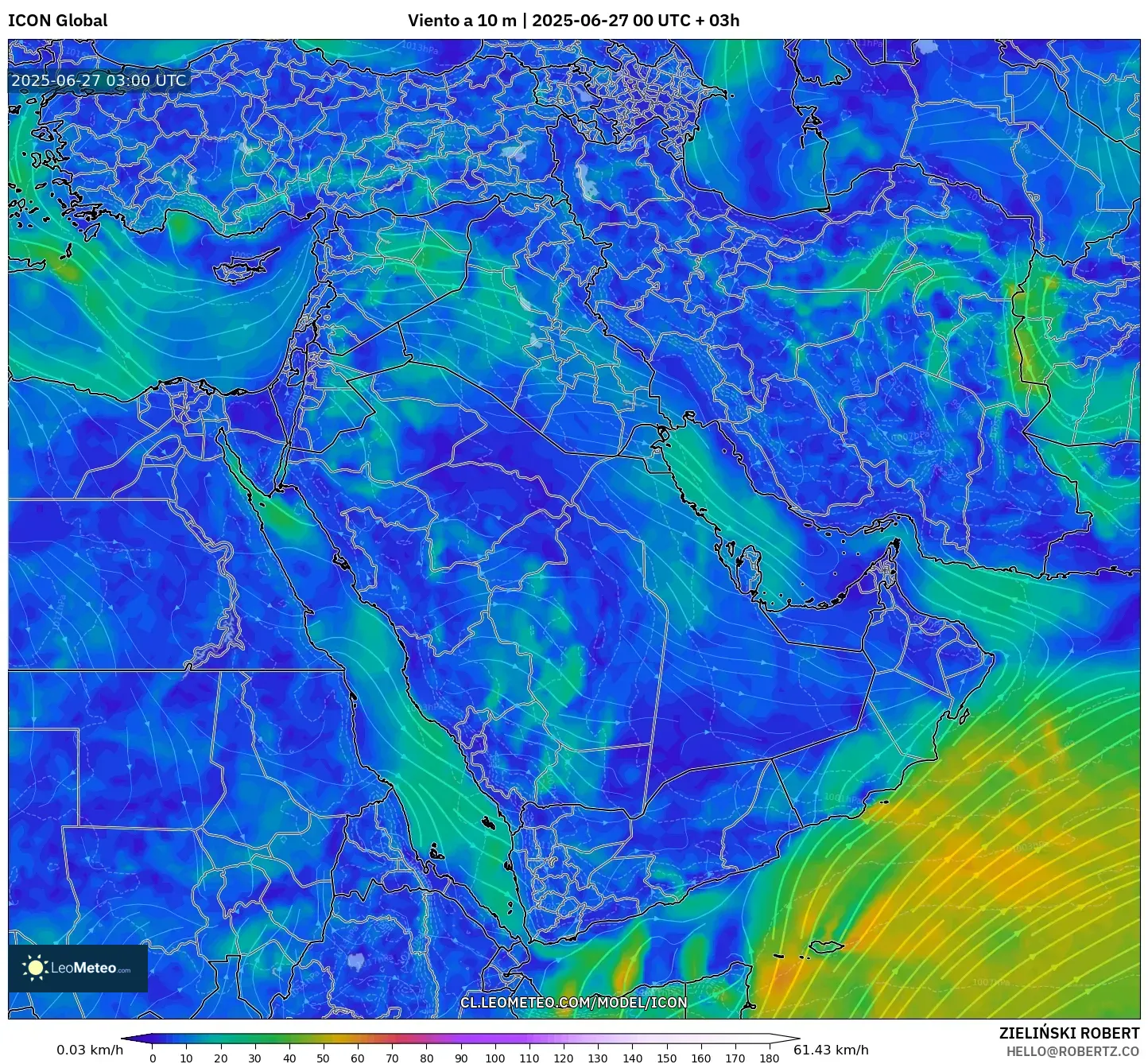 ICON model - Oriente Medio, Viento a 10 m ICON model - Oriente Medio, Viento a 10 m