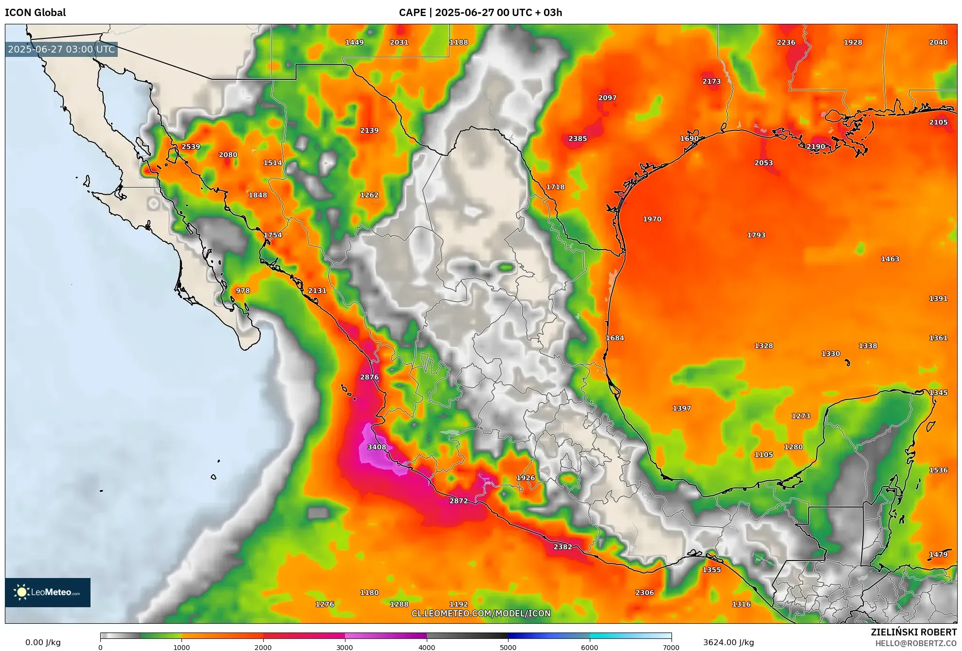 ICON model - México, CAPE ICON model - México, CAPE