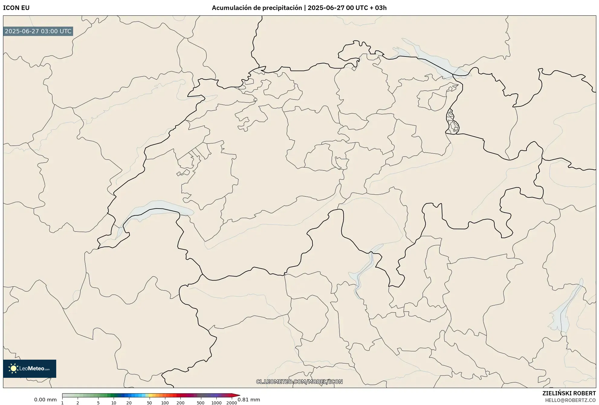 ICON model - Suiza, Acumulación de precipitación ICON model - Suiza, Acumulación de precipitación