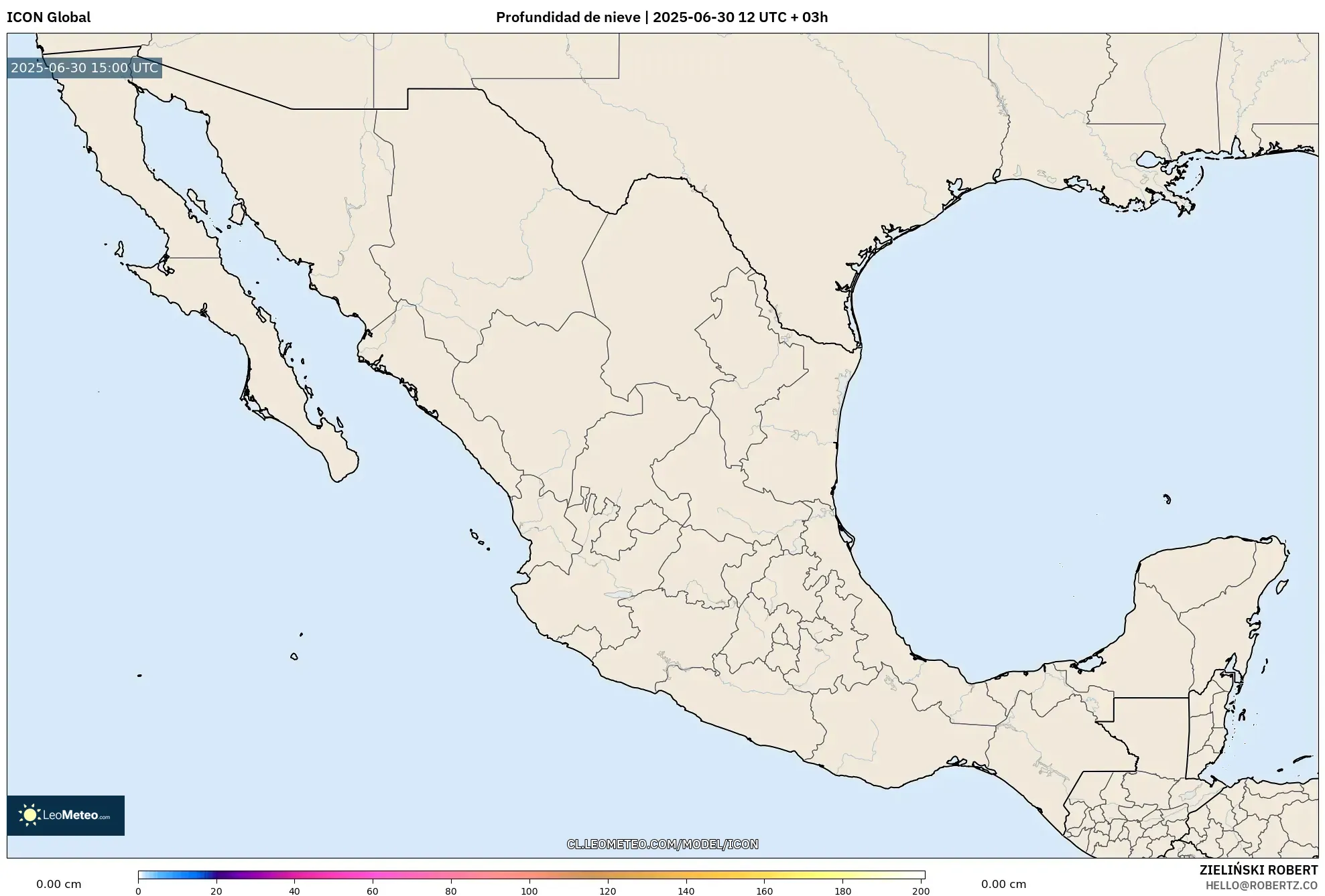 ICON model - México, Profundidad de nieve ICON model - México, Profundidad de nieve
