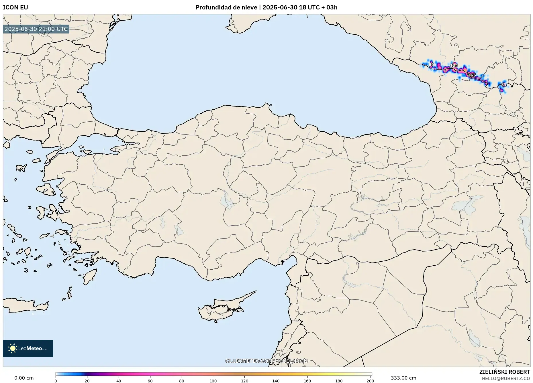 ICON model - Turquía, Profundidad de nieve