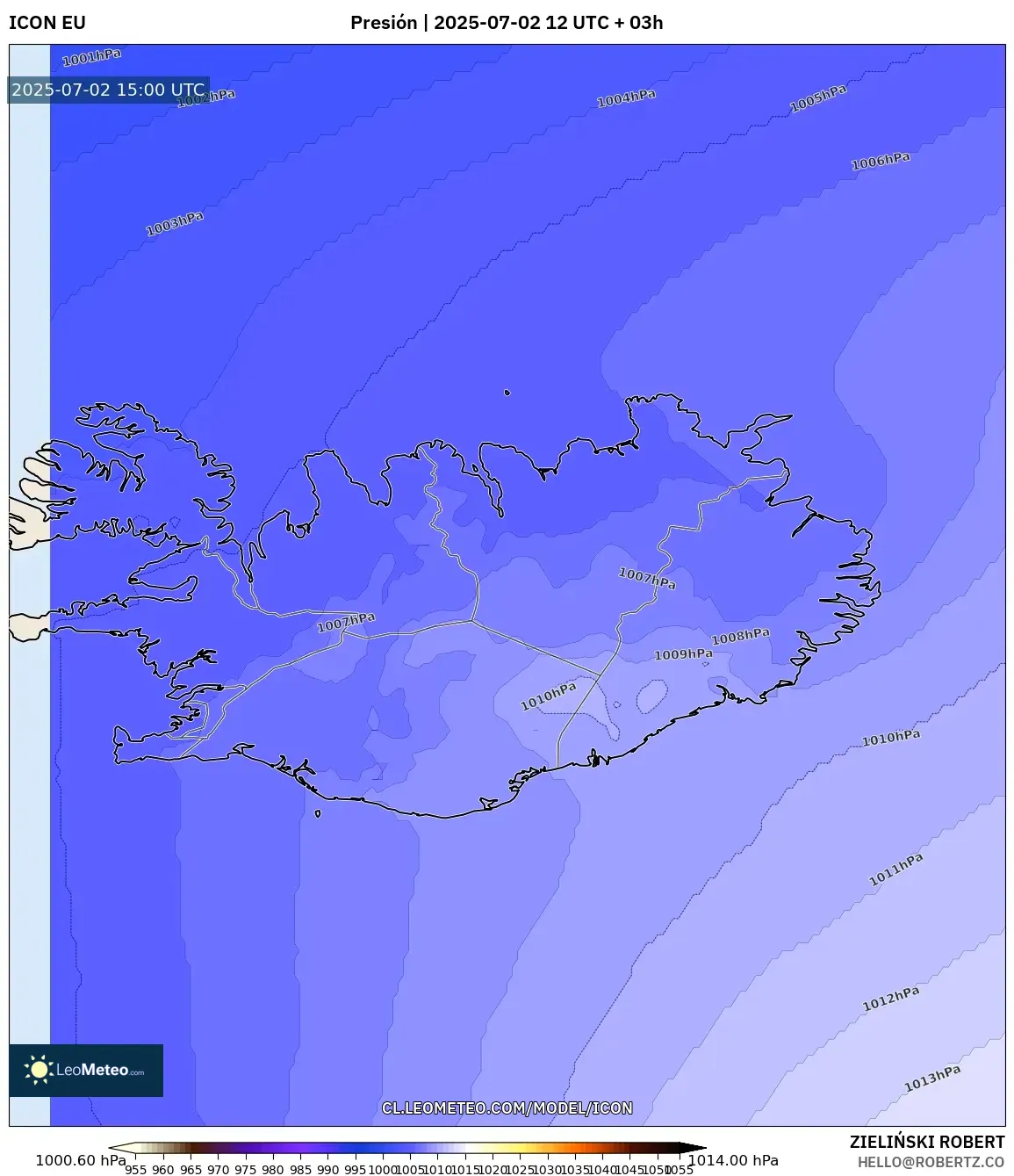 ICON model - Islandia, Presión