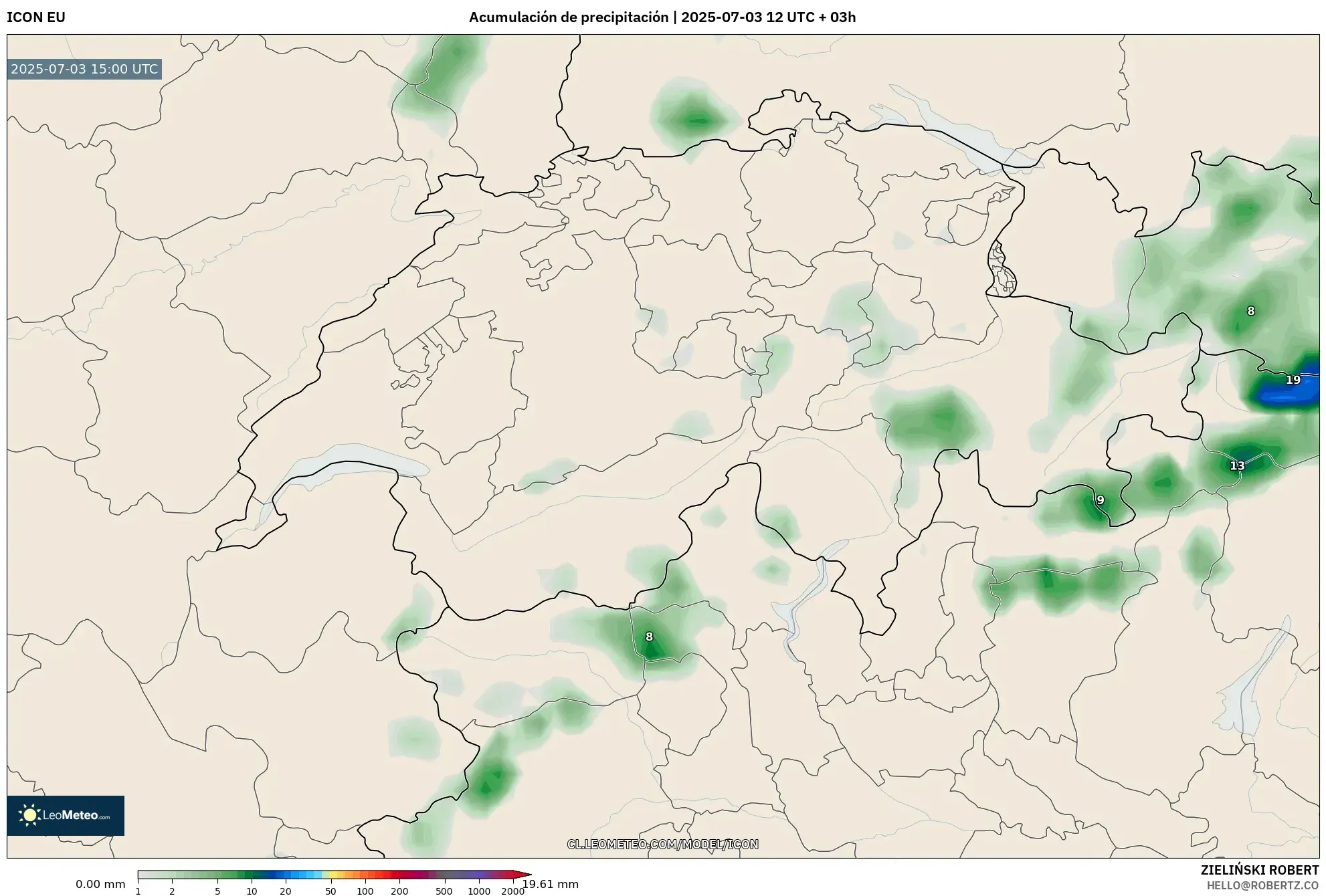 ICON model - Suiza, Acumulación de precipitación