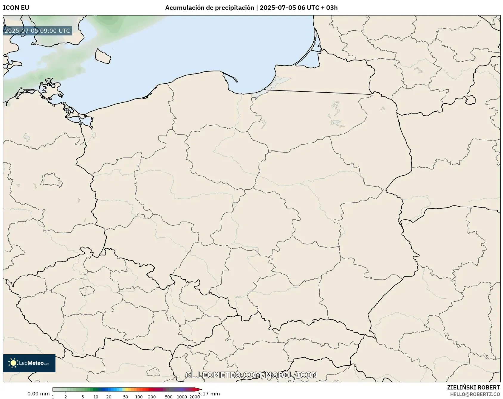 ICON model - Polonia, Acumulación de precipitación ICON model - Polonia, Acumulación de precipitación