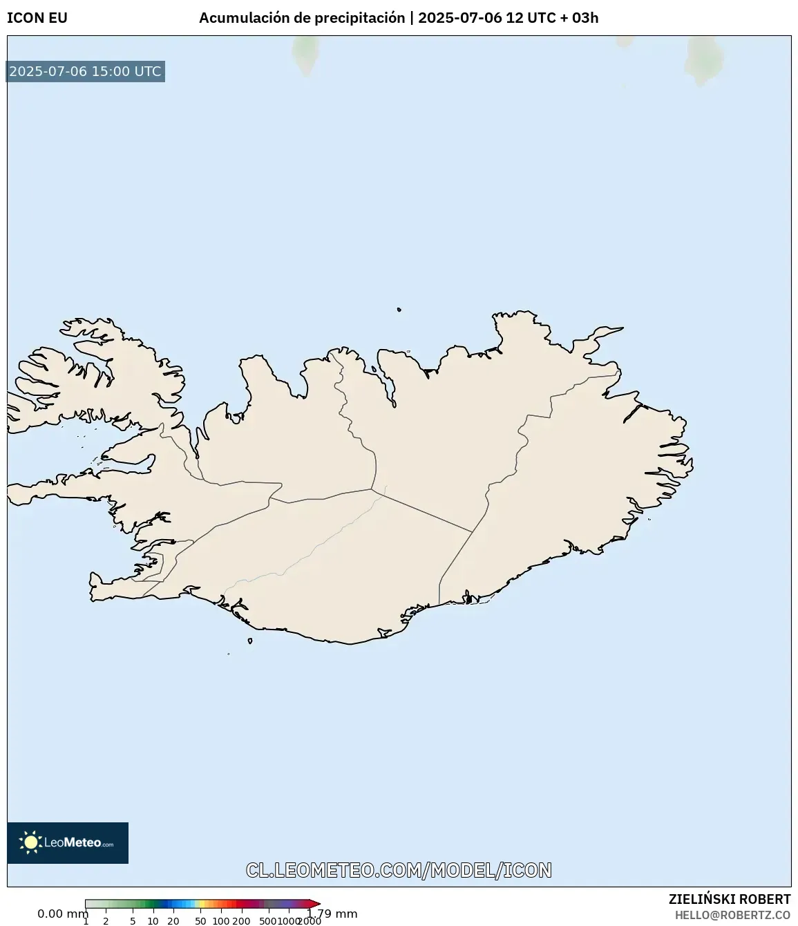 ICON model - Islandia, Acumulación de precipitación ICON model - Islandia, Acumulación de precipitación
