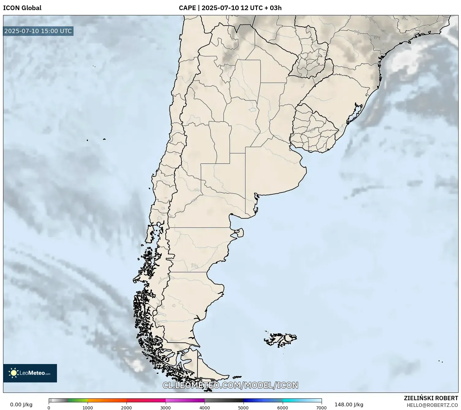 ICON model - Argentina, CAPE ICON model - Argentina, CAPE