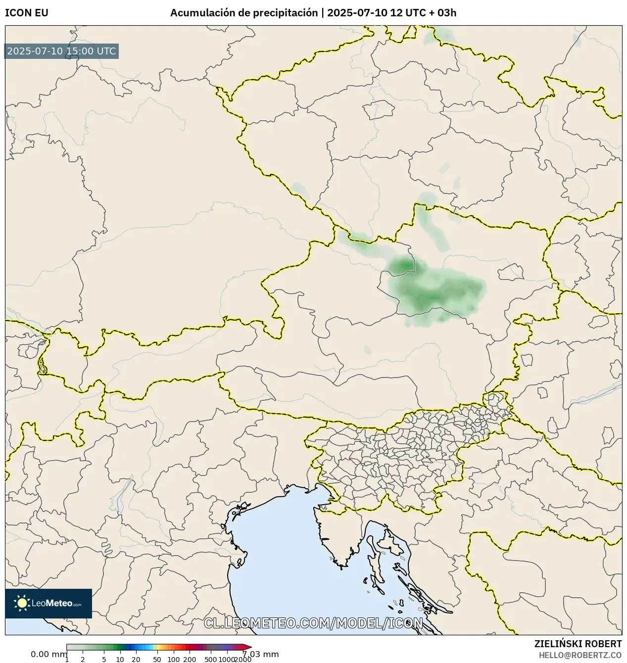 ICON model - Austria, Acumulación de precipitación ICON model - Austria, Acumulación de precipitación
