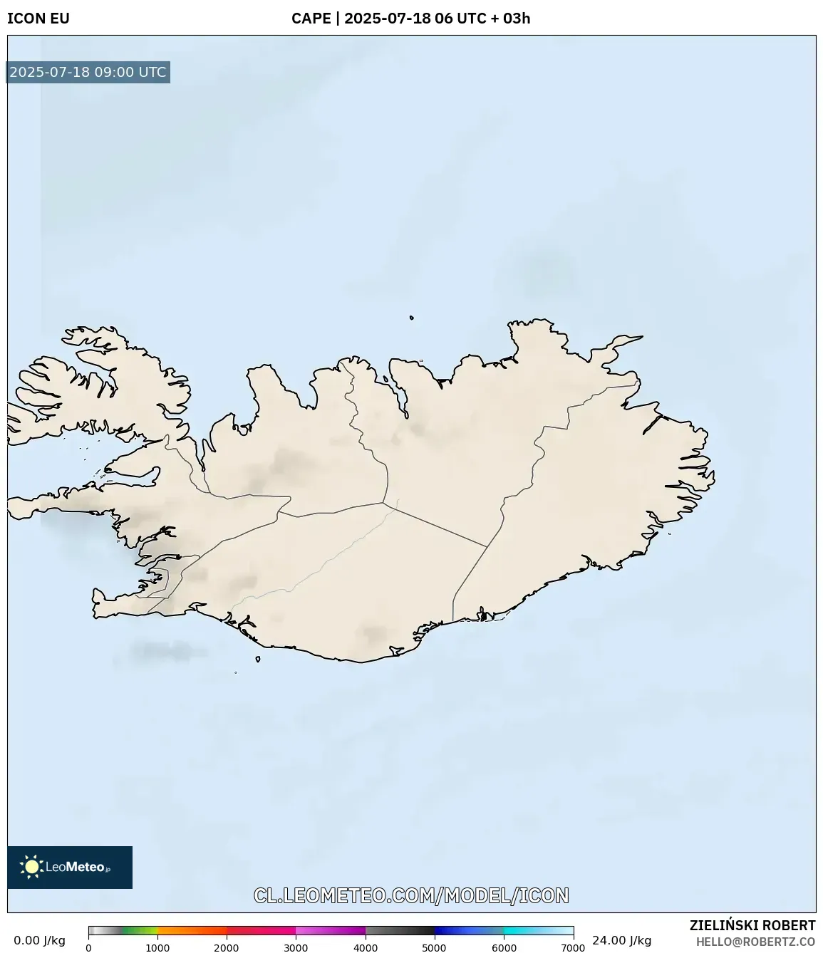 ICON model - Islandia, CAPE