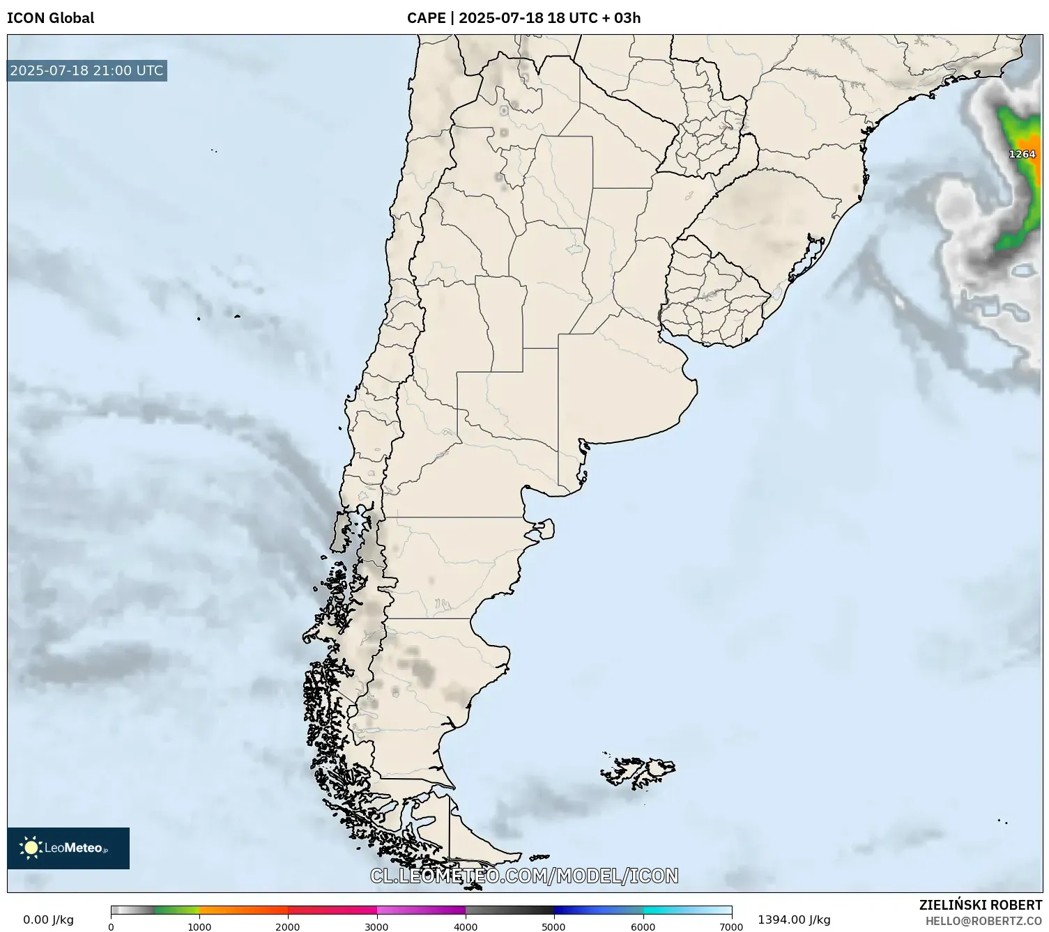 ICON model - Argentina, CAPE ICON model - Argentina, CAPE
