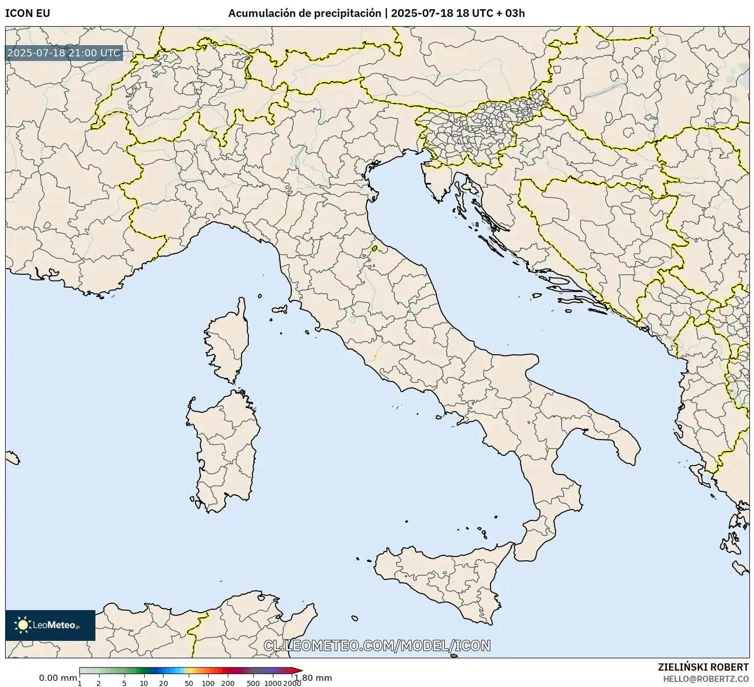 ICON model - Italia, Acumulación de precipitación
