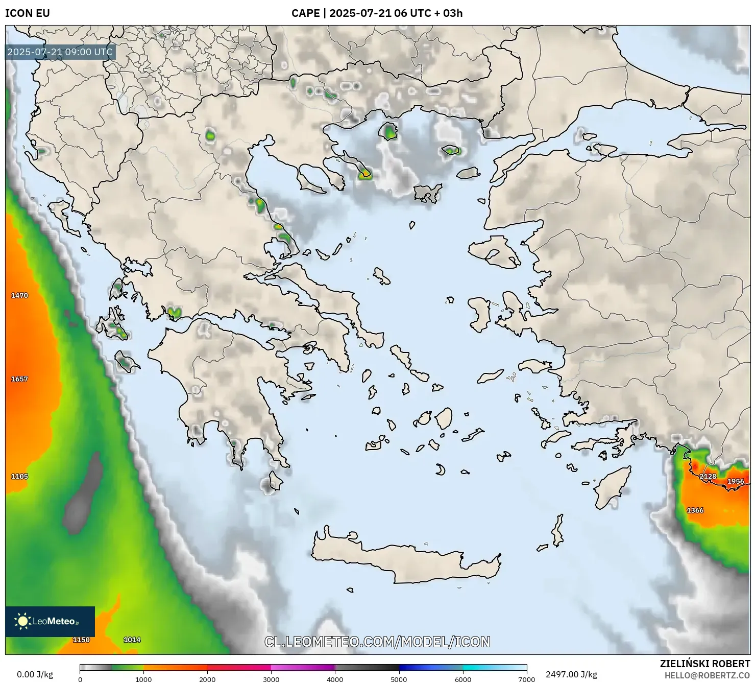 ICON model - Grecia, CAPE ICON model - Grecia, CAPE