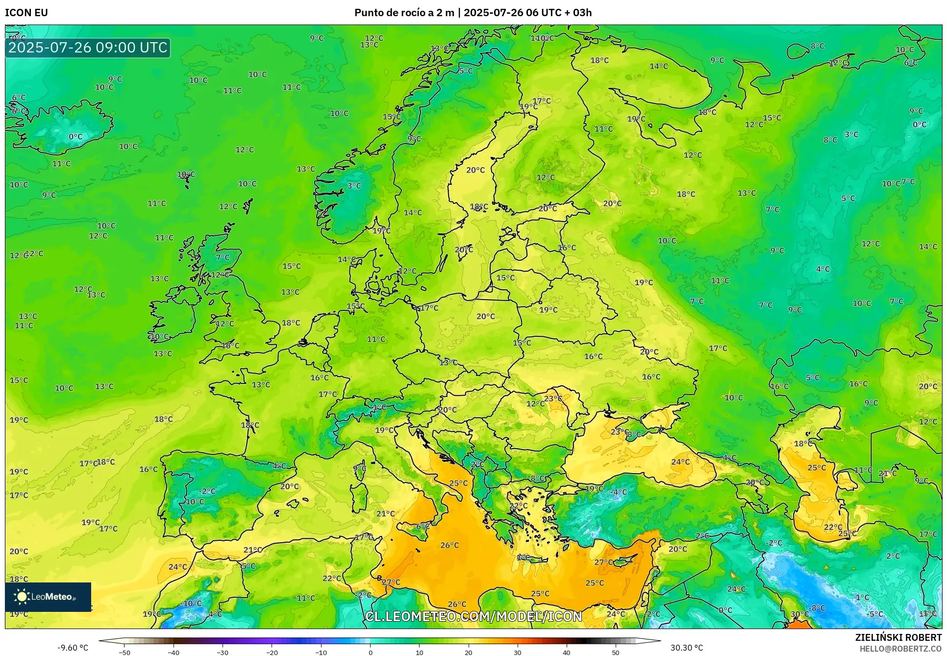ICON model - Europa, Punto de rocío a 2 m