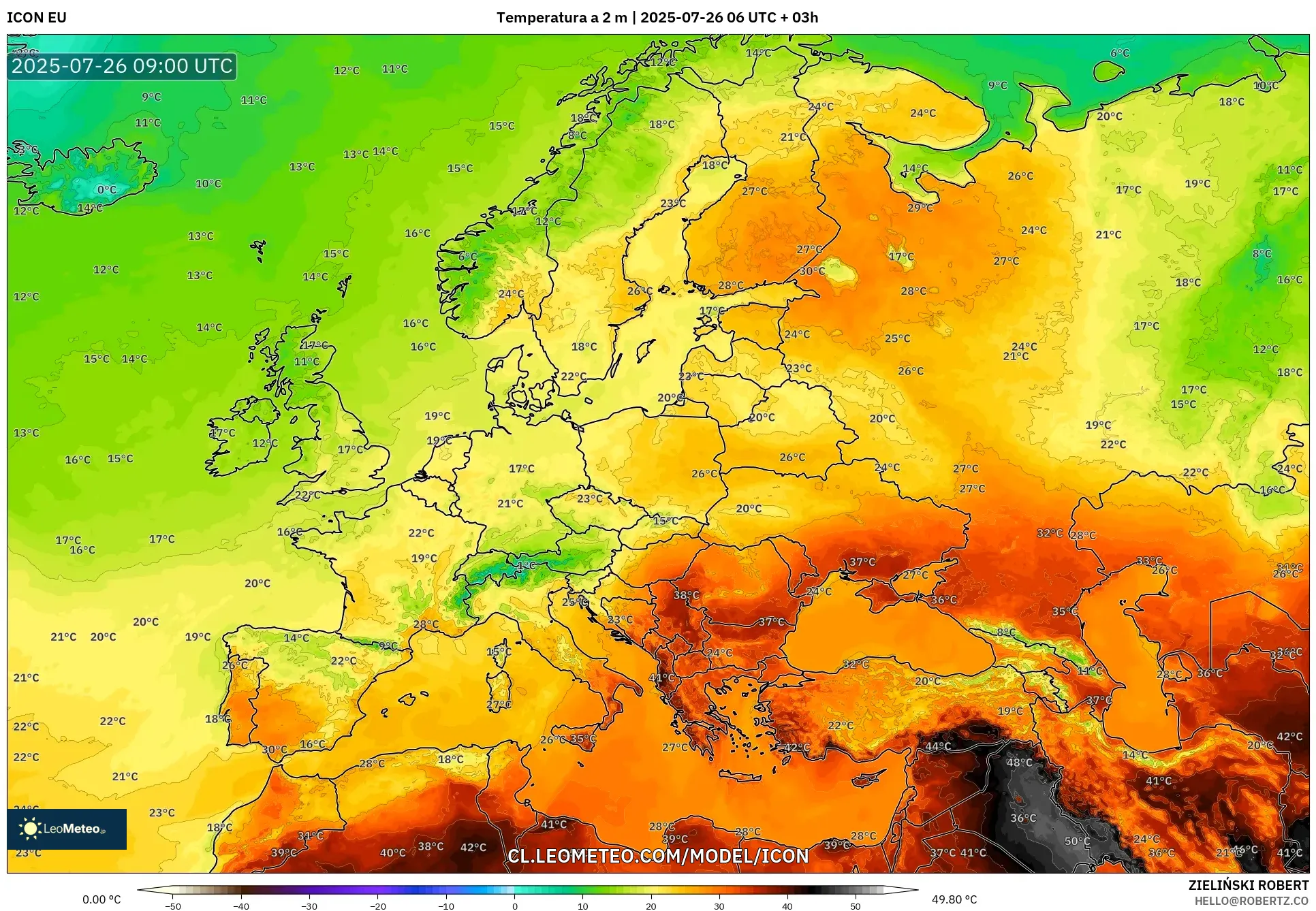 ICON model - Europa, Temperatura a 2 m