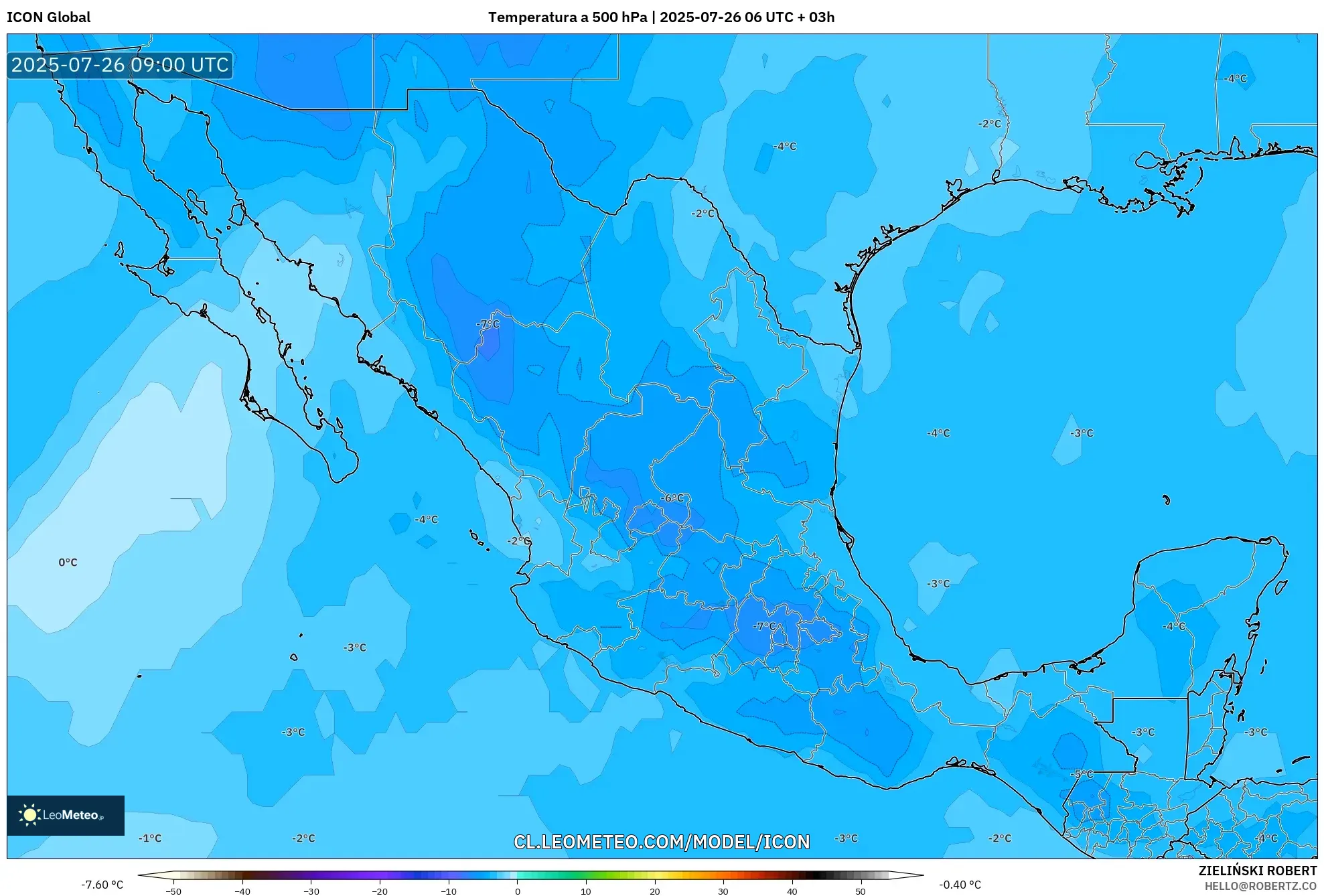 ICON model - México, Temperatura a 500 hPa