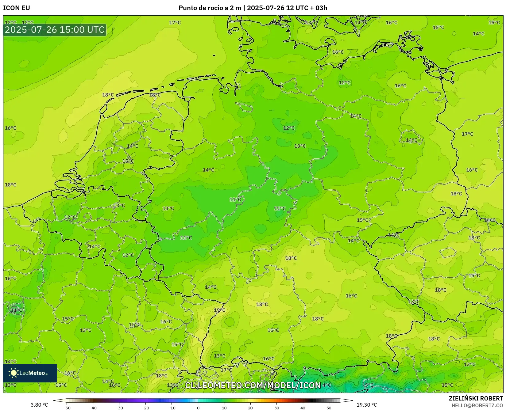 ICON model - Alemania, Punto de rocío a 2 m