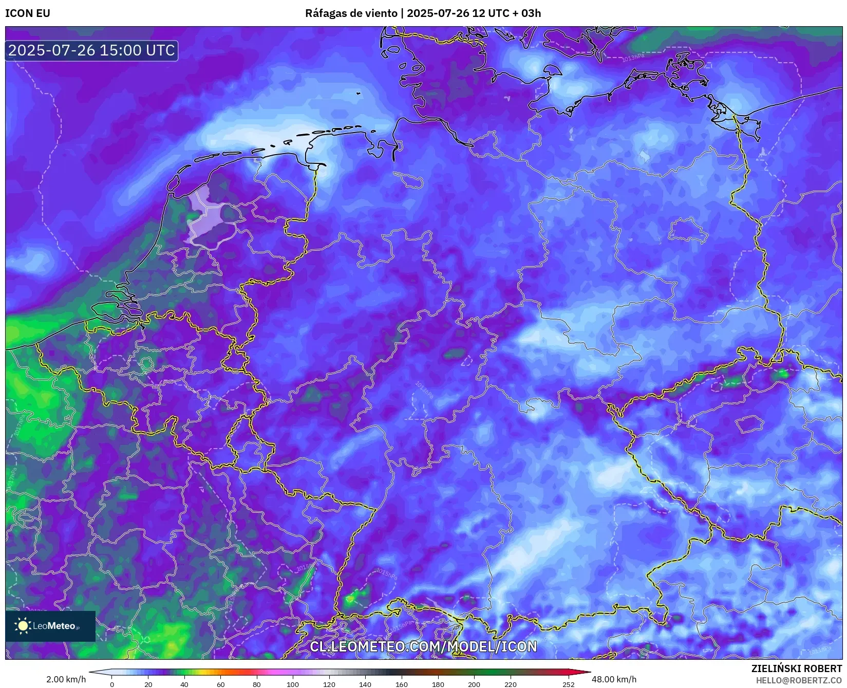 ICON model - Alemania, Ráfagas de viento
