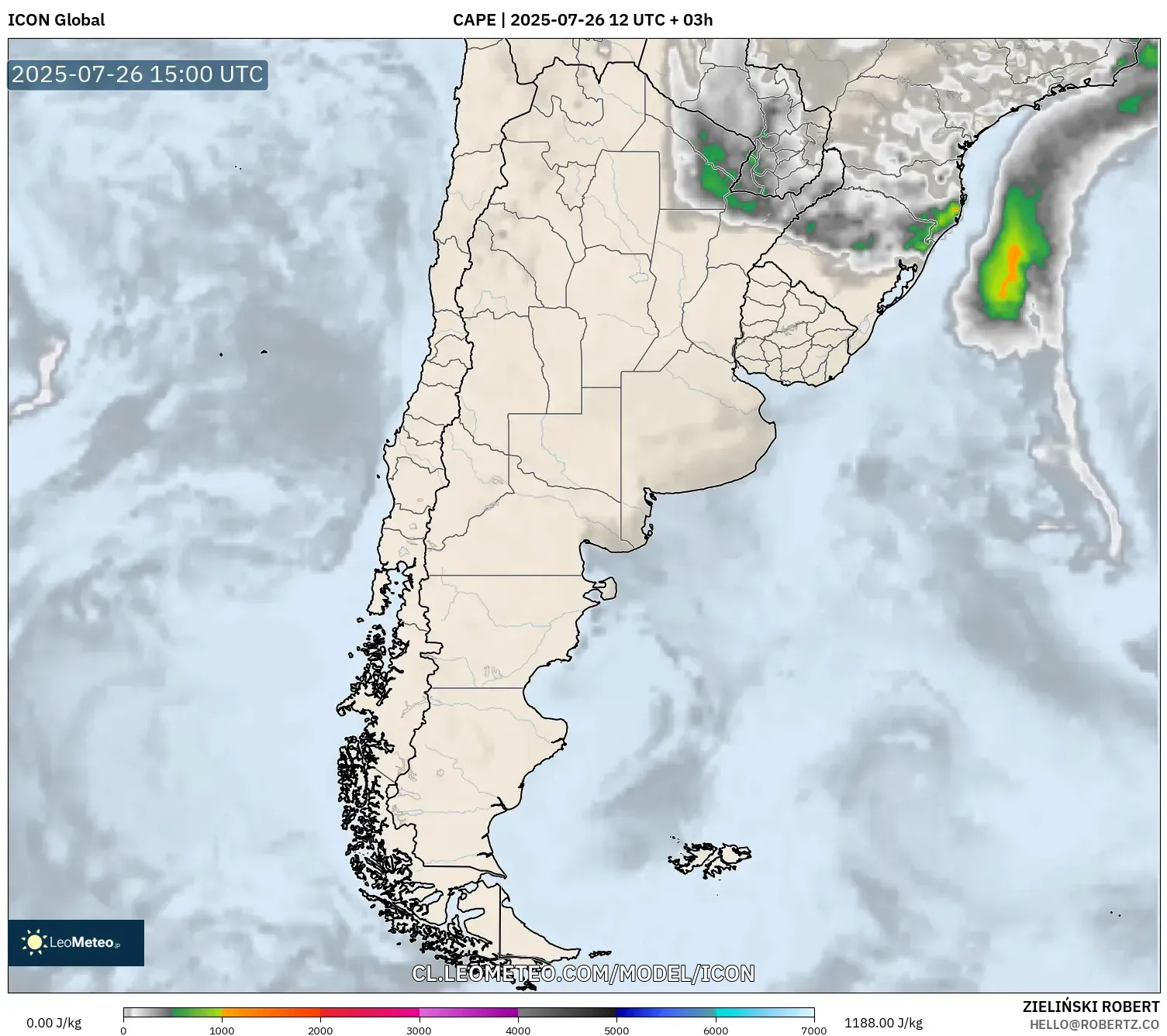 ICON model - Argentina, CAPE