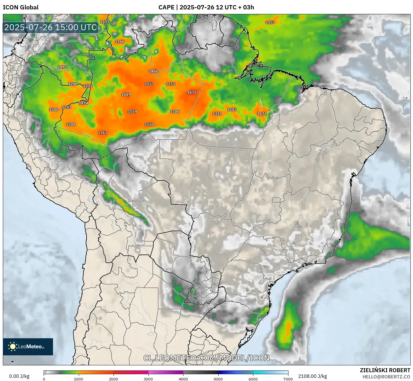 ICON model - Brasil, CAPE