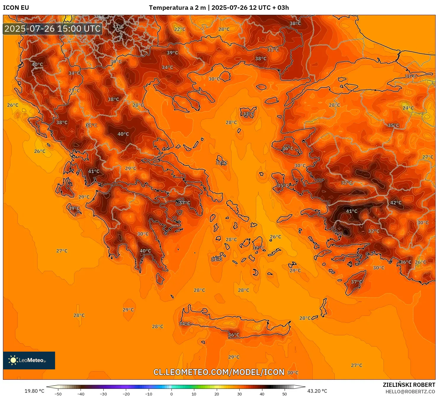 ICON model - Grecia, Temperatura a 2 m