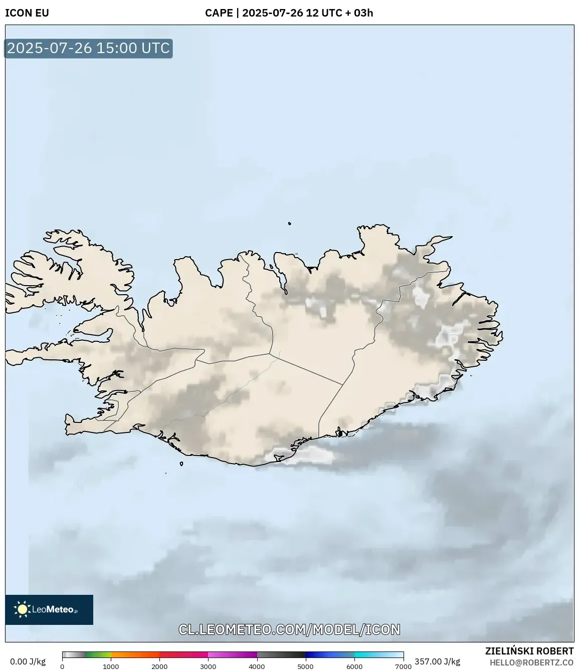 ICON model - Islandia, CAPE