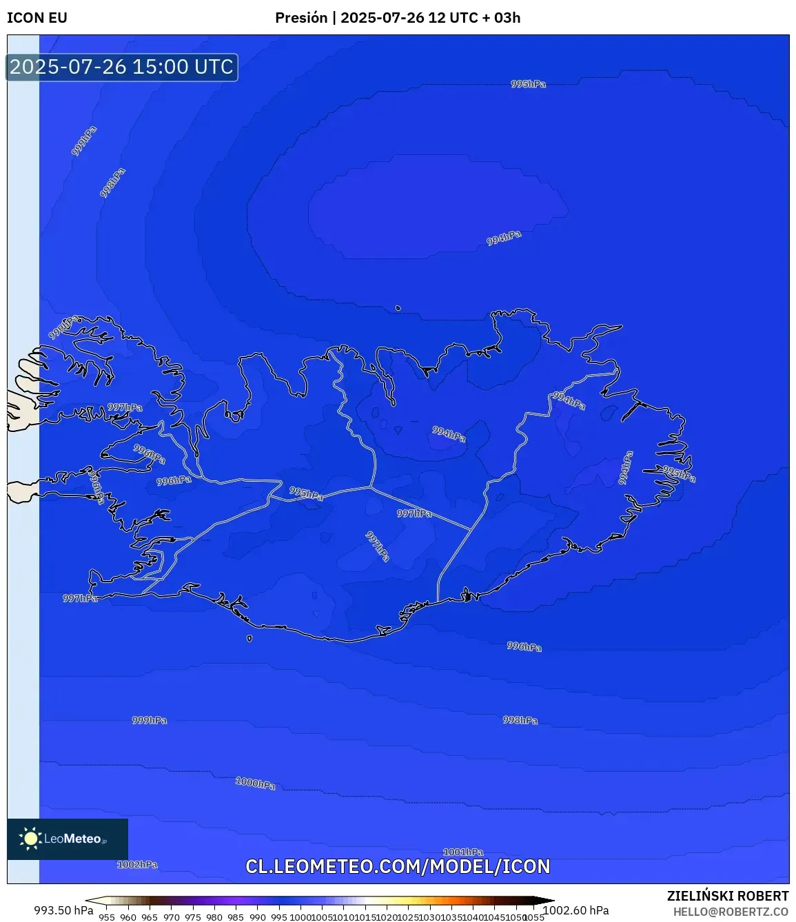ICON model - Islandia, Presión