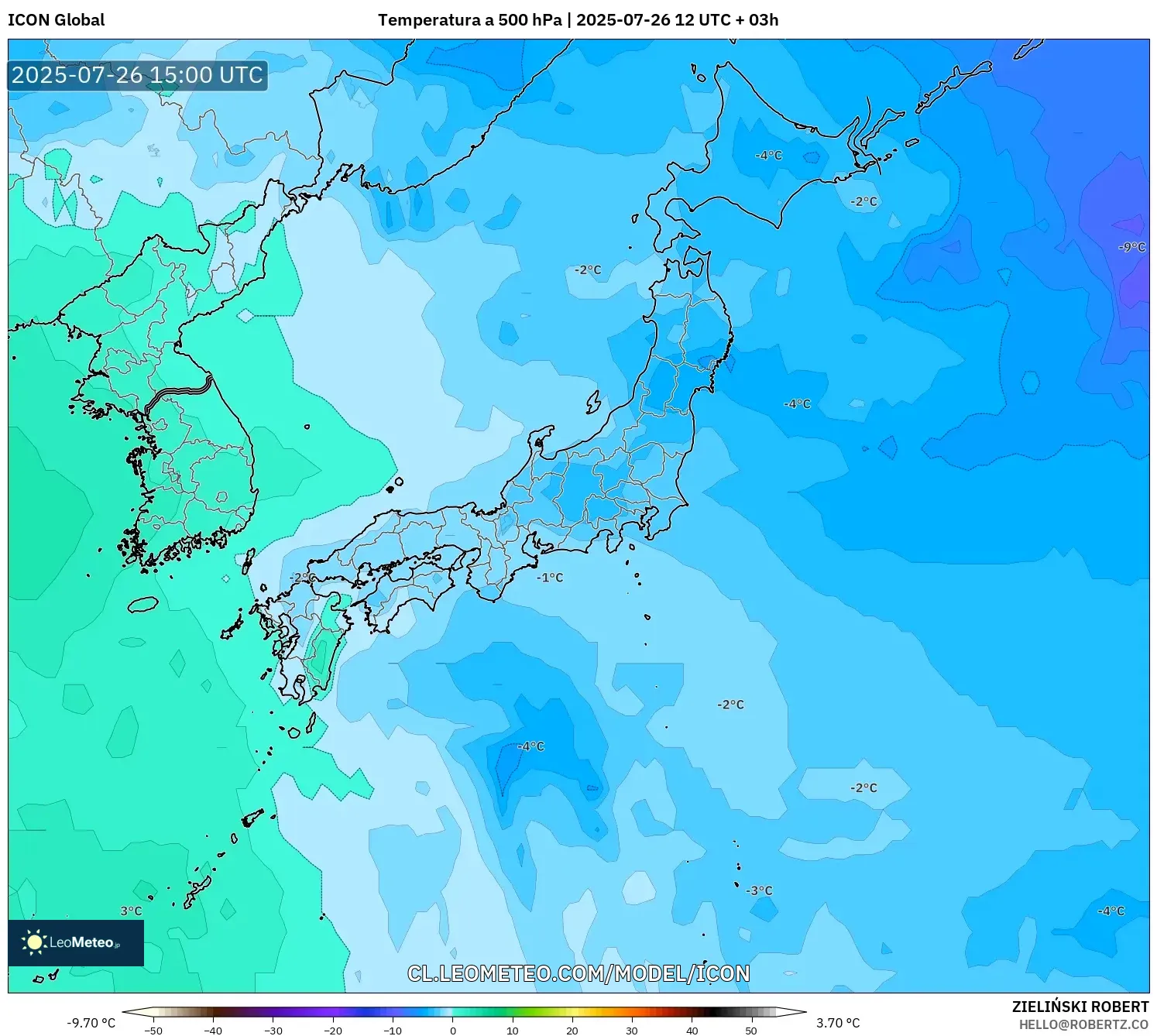 ICON model - Japón, Temperatura a 500 hPa